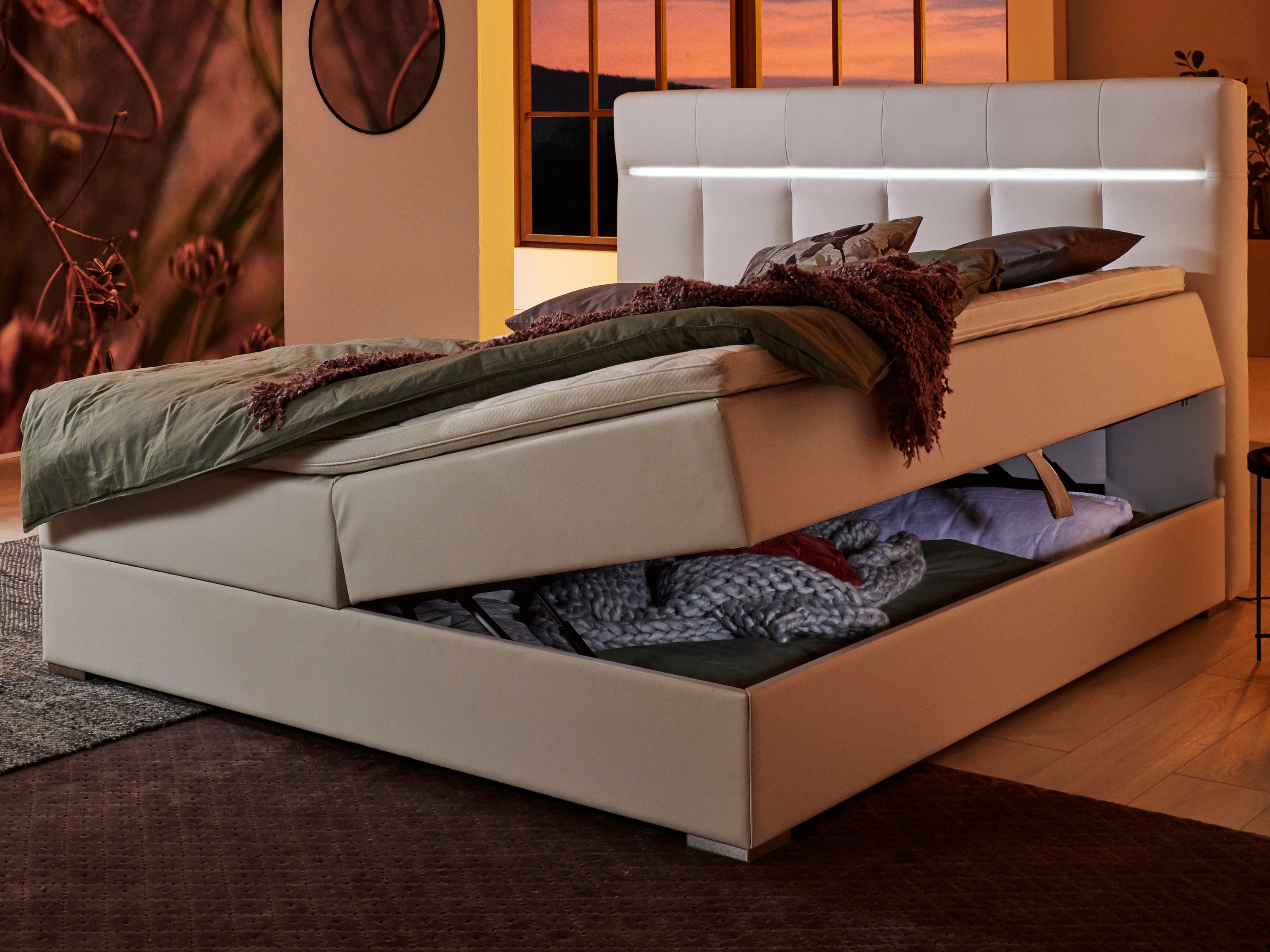 ATLANTIC home collection Boxspring TESSA met ledverlichting en bedkist