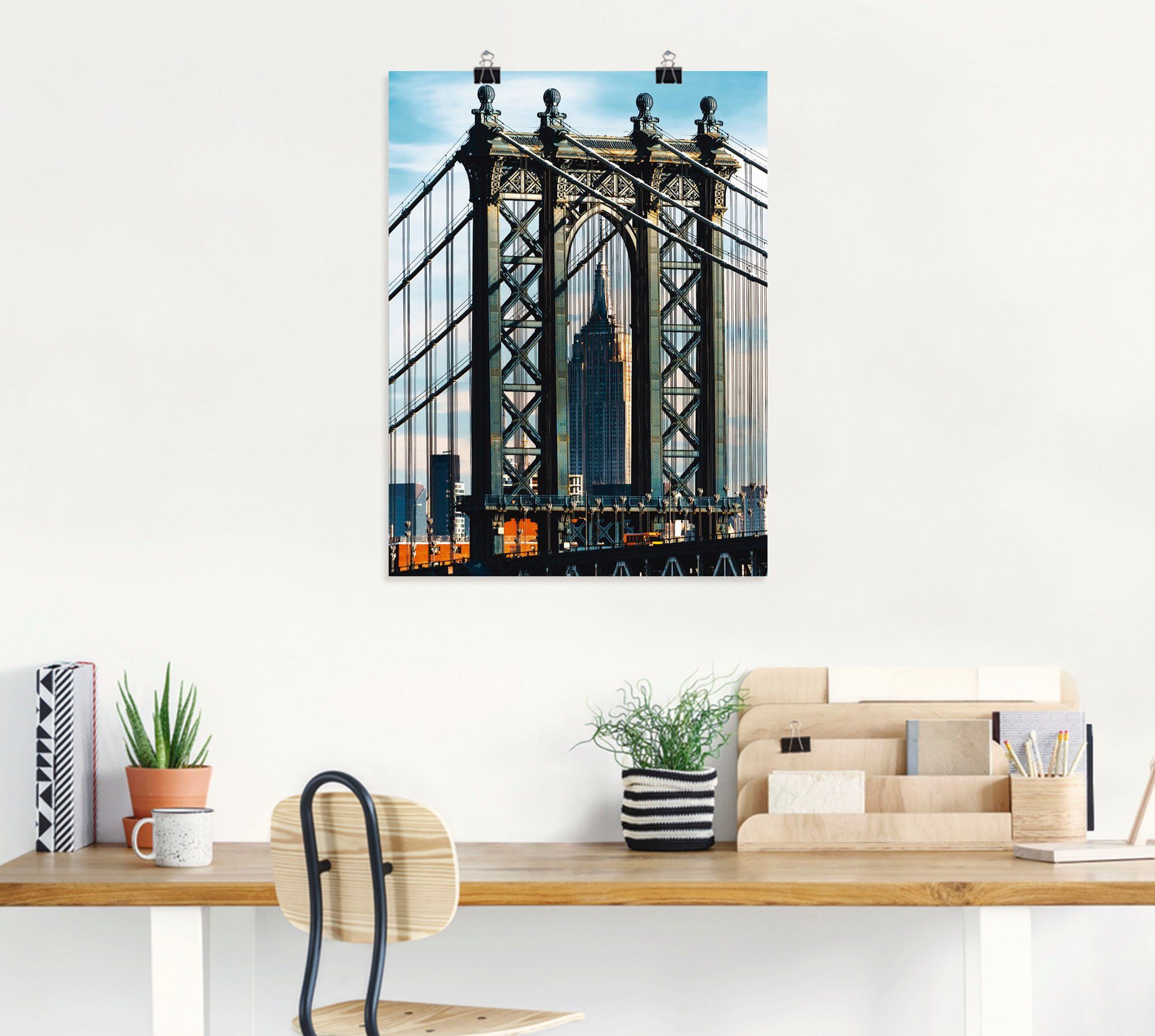 Artland Artprint New York Manhattan Bridge als artprint op linnen, muursticker in verschillende maten