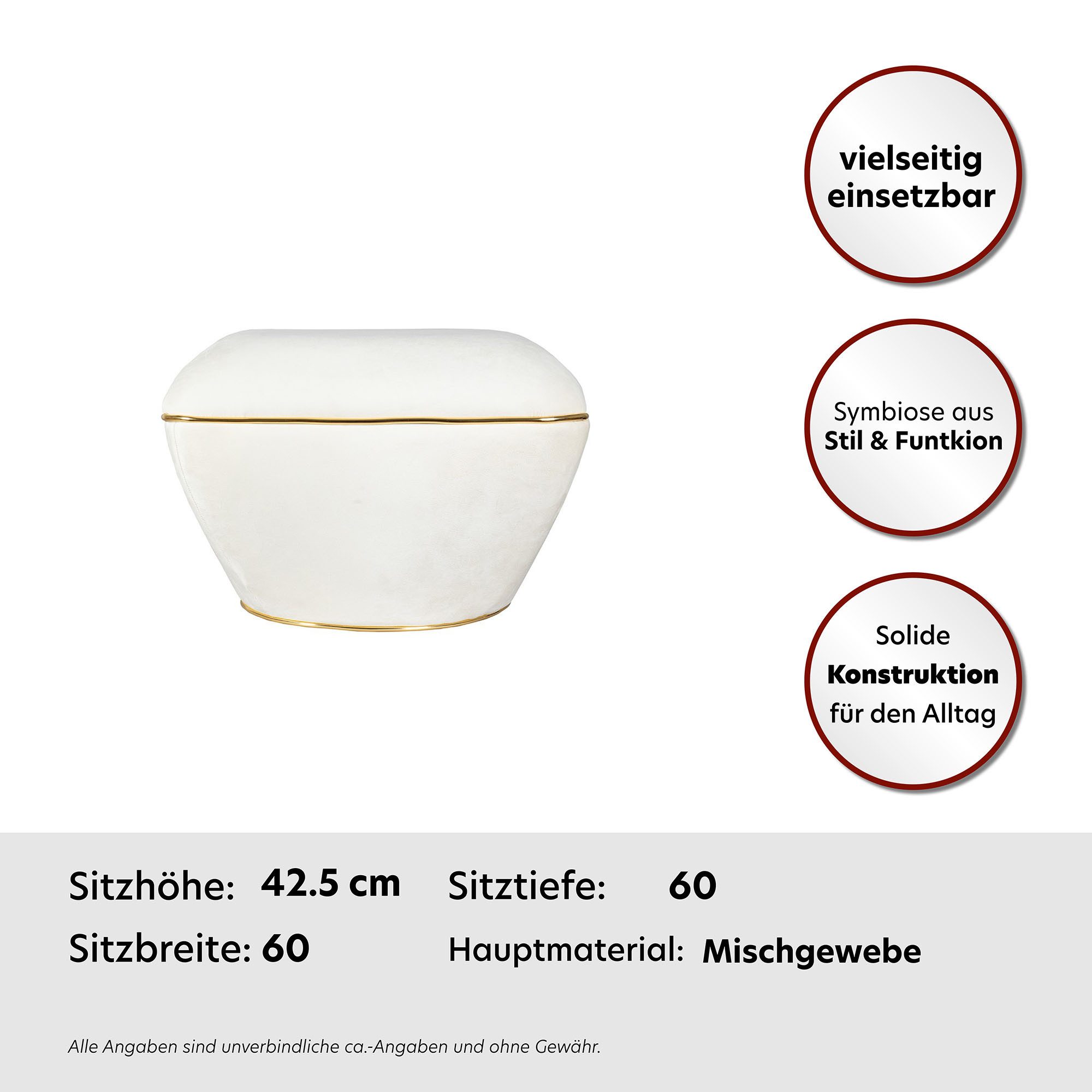 Kayoom Zithocker Kruk Contessa 125, veelzijdig inzetbare allrounder, elegante vorm (1 stuk)