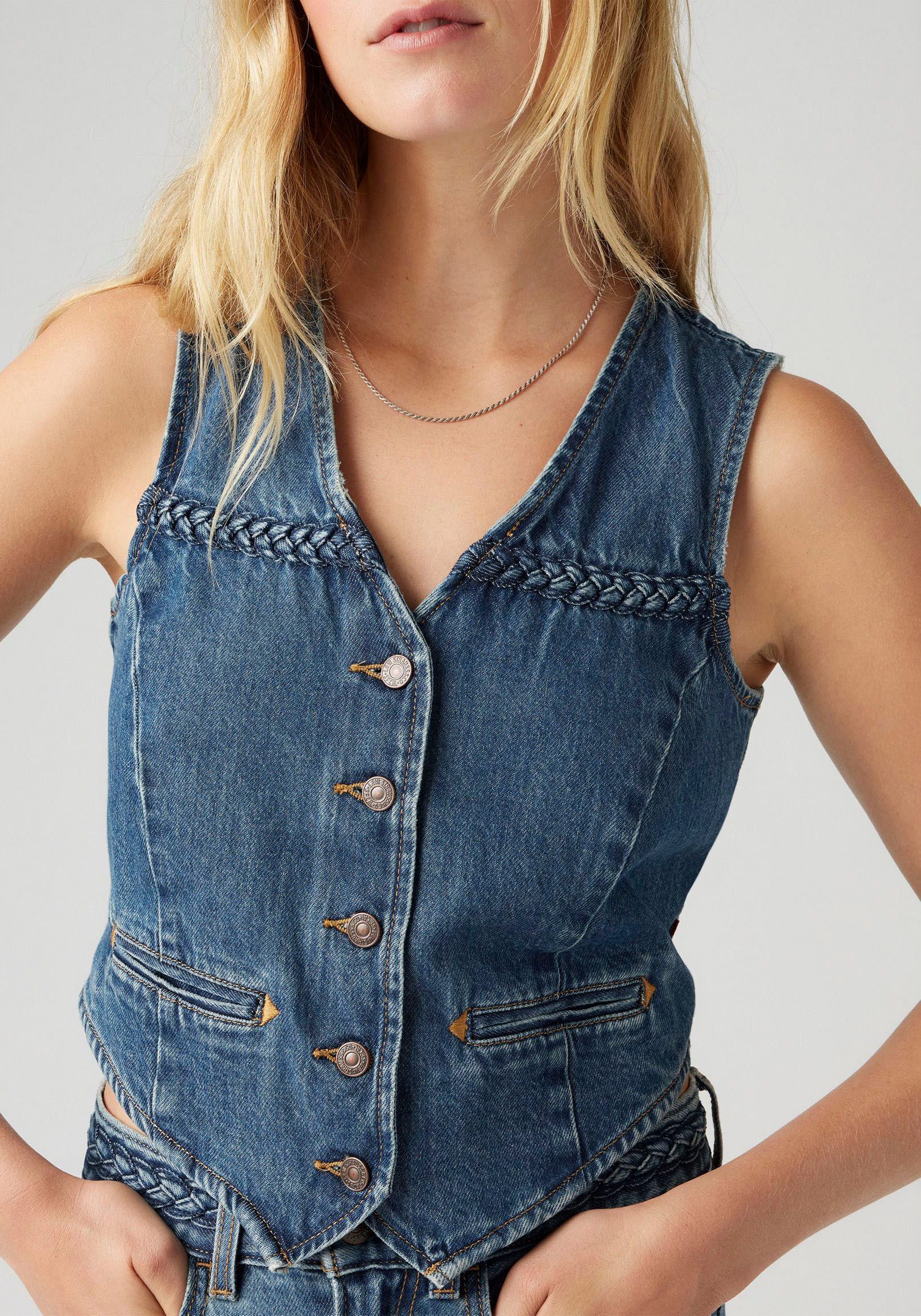 Levi's® Jeansgilet BRAIDED VEST met decoratieve stiksels