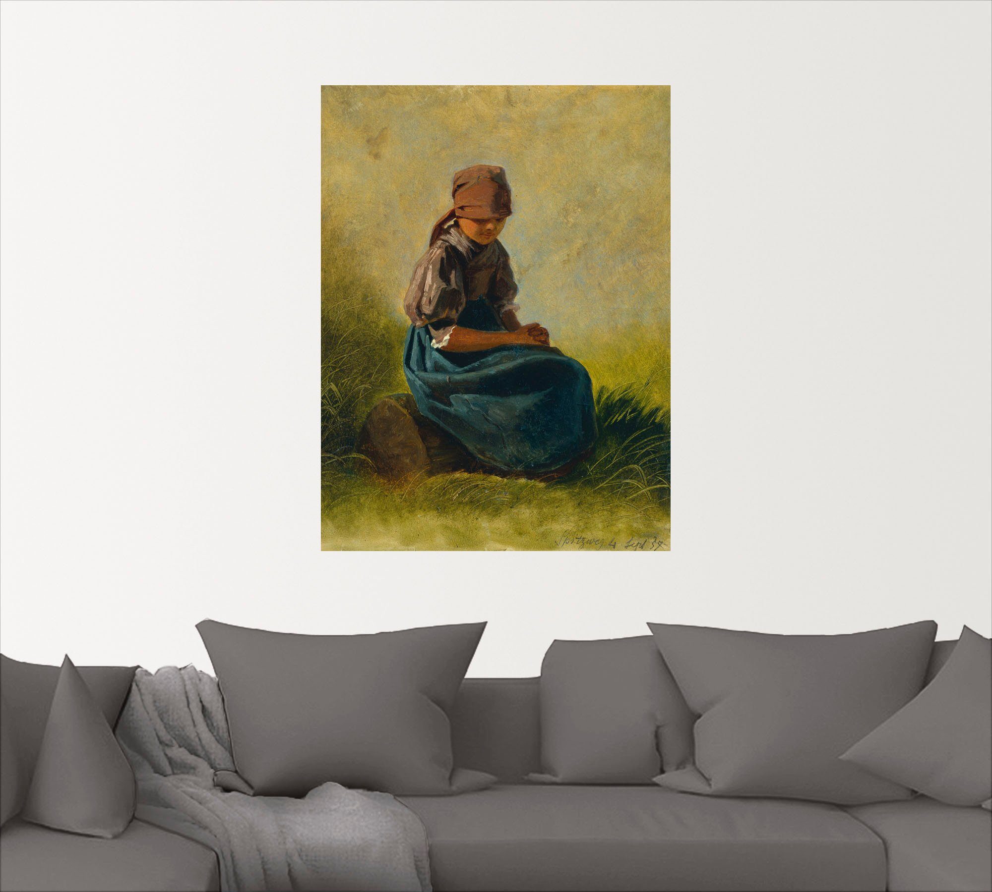 Artland Artprint Boeren meisje met gevouwen handen als artprint op linnen, muursticker of poster in verschillende maten