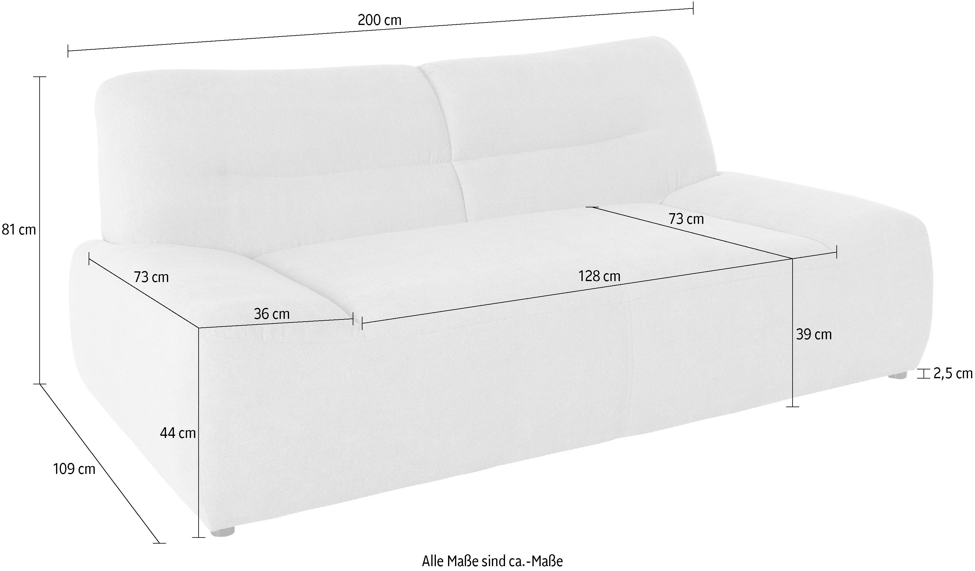 DOMO collection 2-zitsbank Cesena moderne bank met platte armleuningen, comfortabel