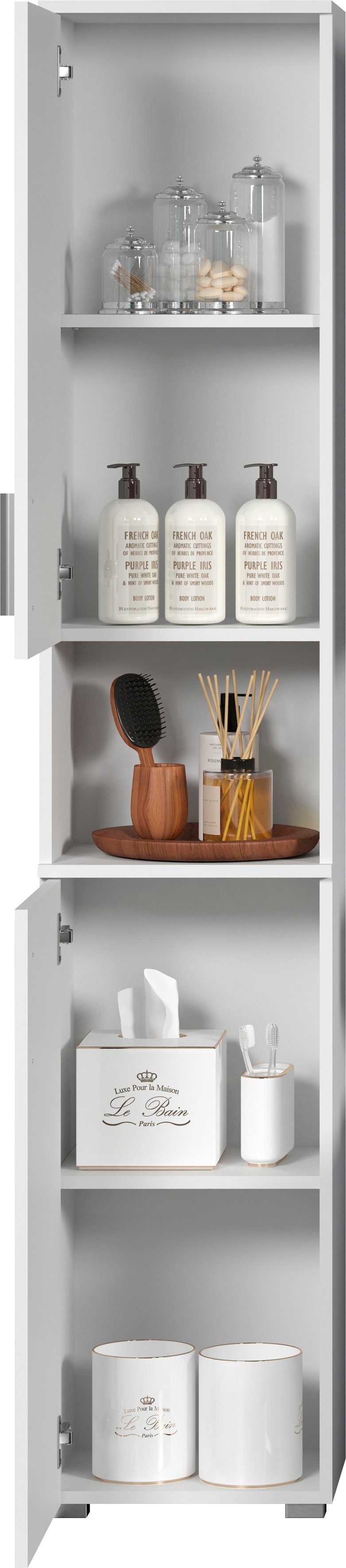 welltime Hoge kast Praag Badmeubels met verwisselbare deurdranger - (B/D/H) 37/31/192 cm (1 stuk)