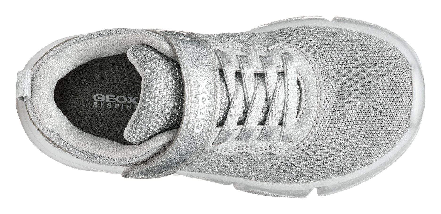 Geox Sneakers J ARIL GIRL , knitwear sneaker, klittenbandschoen met glinsterende klittenband