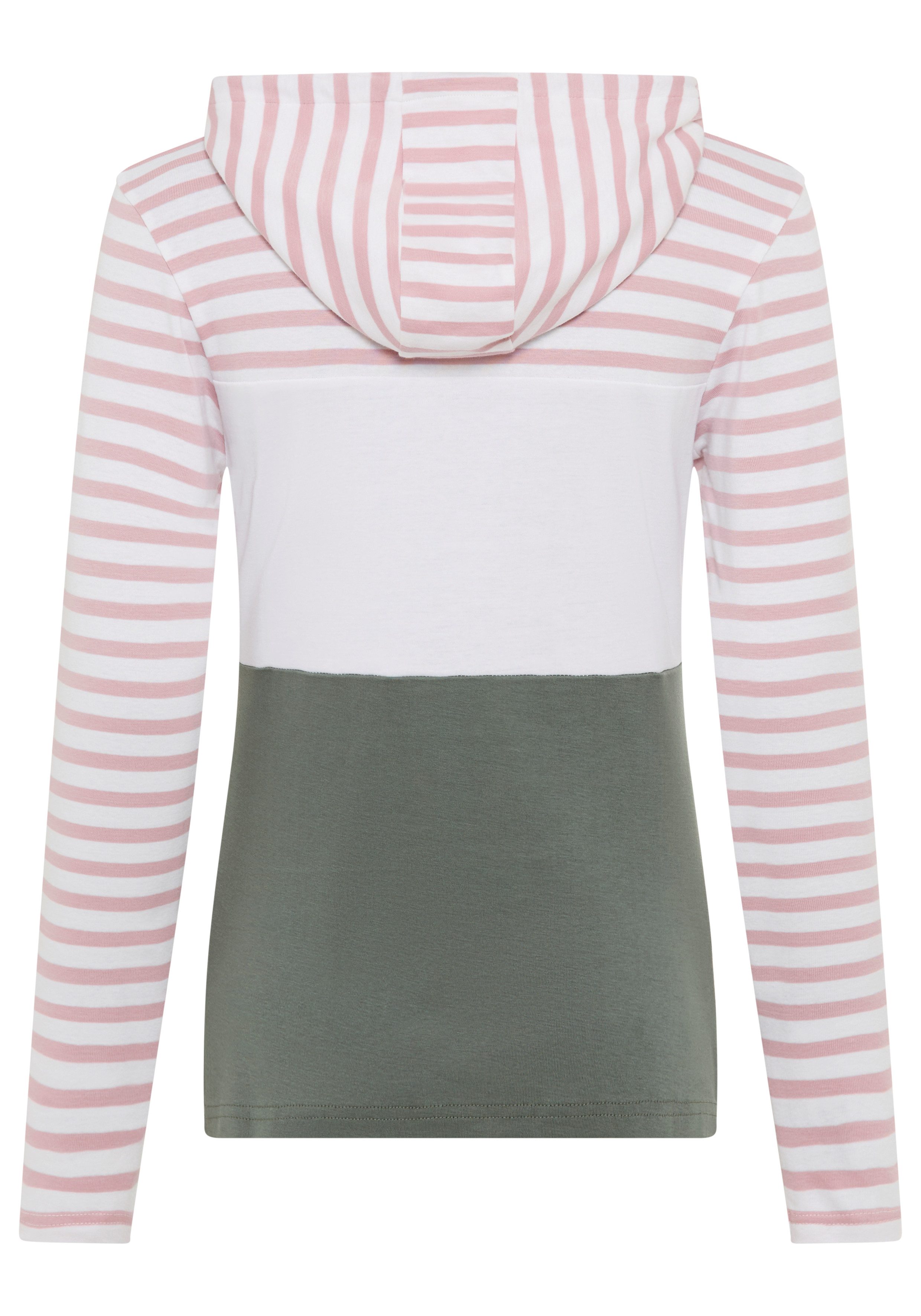 KangaROOS Capuchonshirt Lange mouwen, zeer figuurvolgend, met colourblocking-look