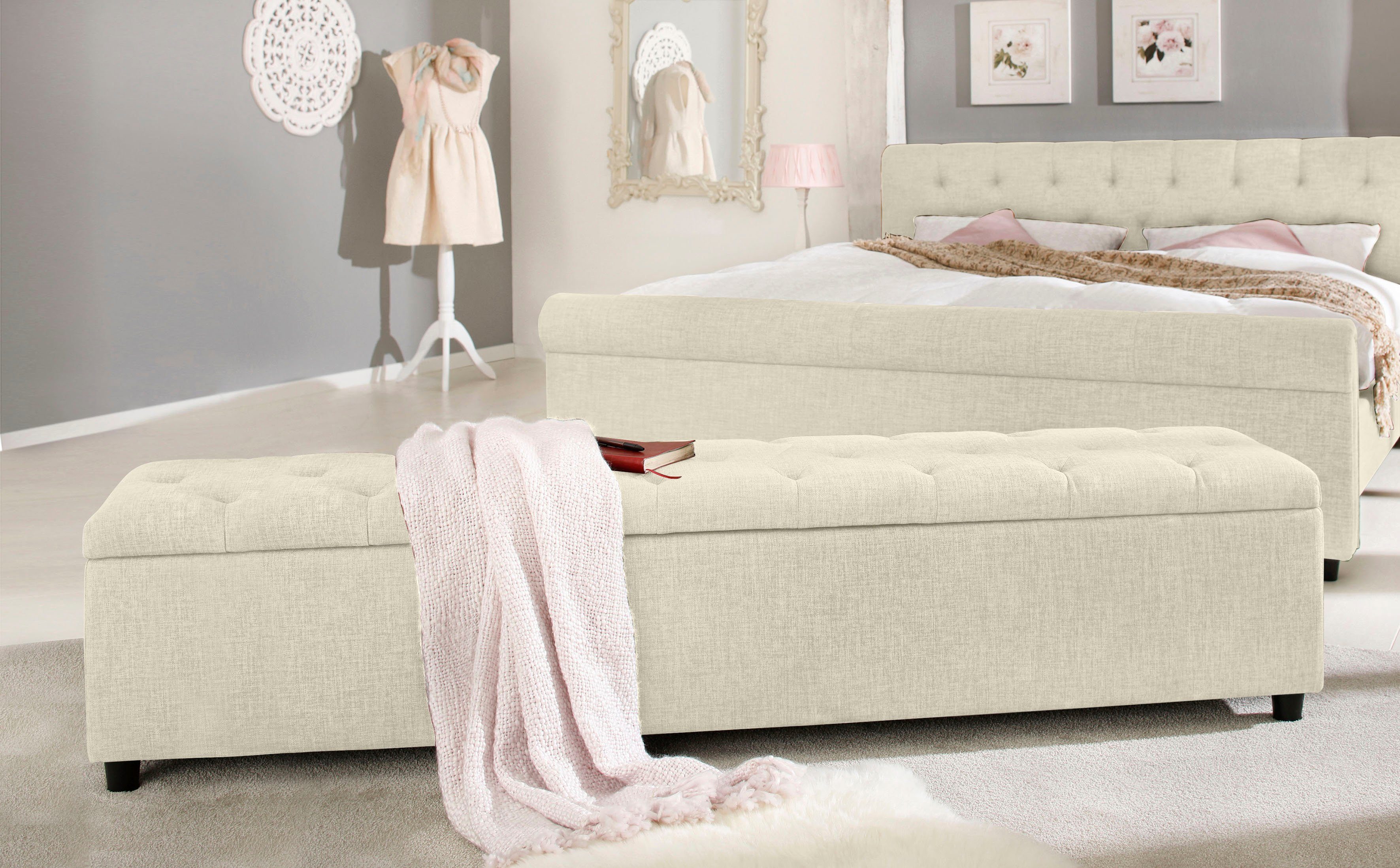 Home affaire Bank Goronna 6 kleuren, zithoogte 41,5 cm, als garderobebank of bedbank te gebruiken beige, eetbanken