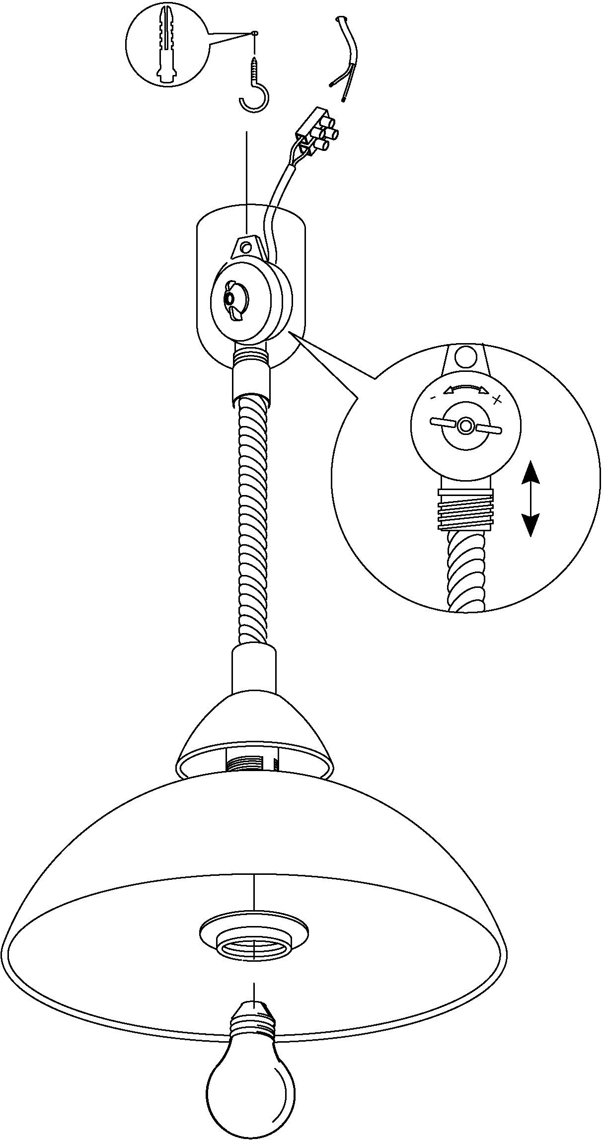 EGLO Hanglamp LORD 2 Hanglamp, spiraalsnoer, in hoogte verstelbaar, keukenlamp, E27, Ø 36 cm (1 stuk)