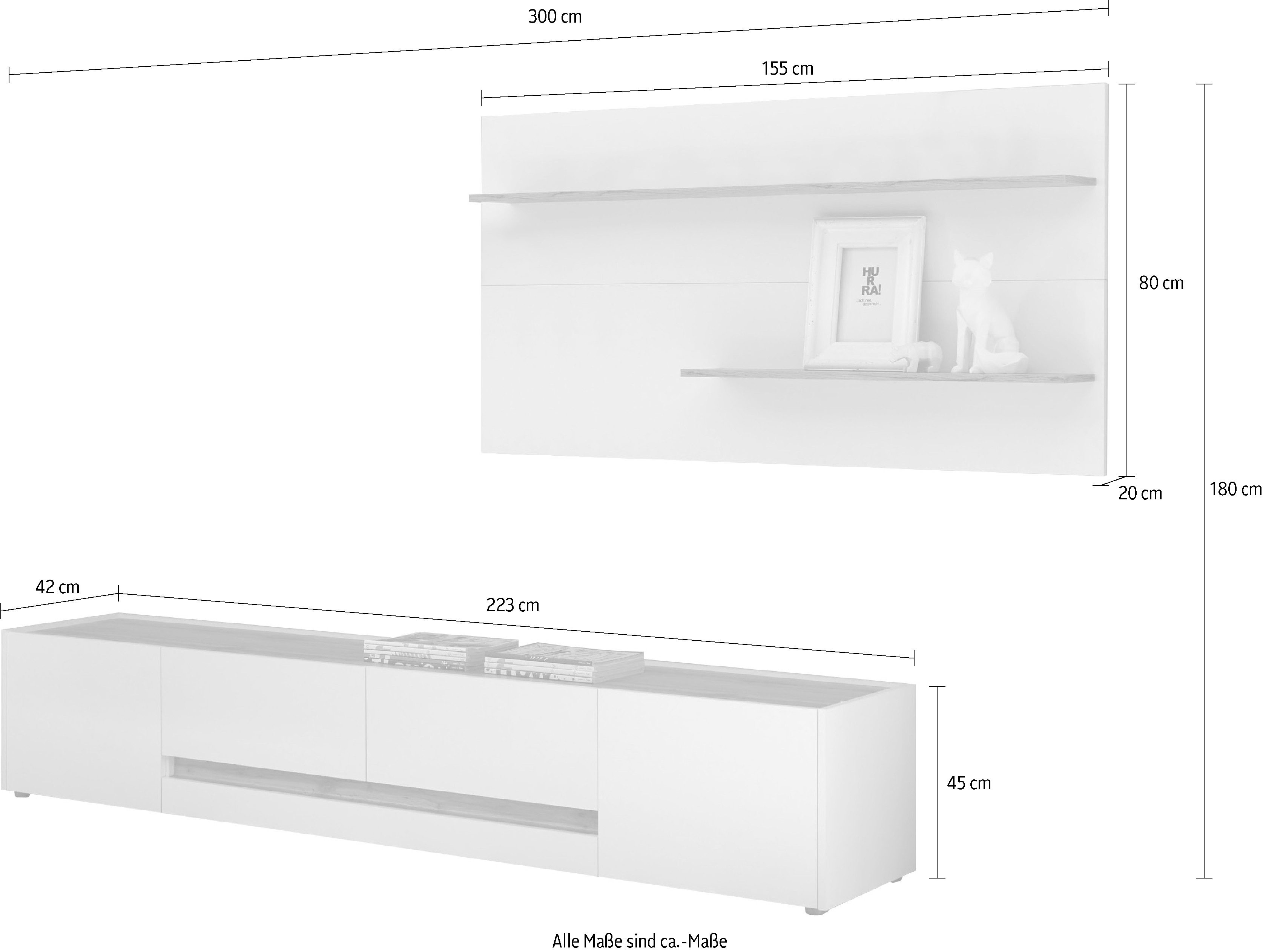 INOSIGN Wandmeubel City/Giron Breedte ca. 300 cm (set, 2-delig)