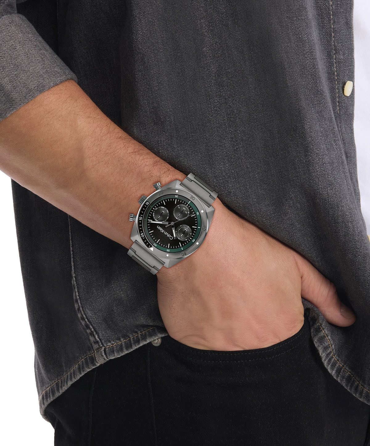 Calvin Klein Multifunctioneel horloge CK FLEX Horloge, quartz, herenhorloge, dag, weekdag, stalen band