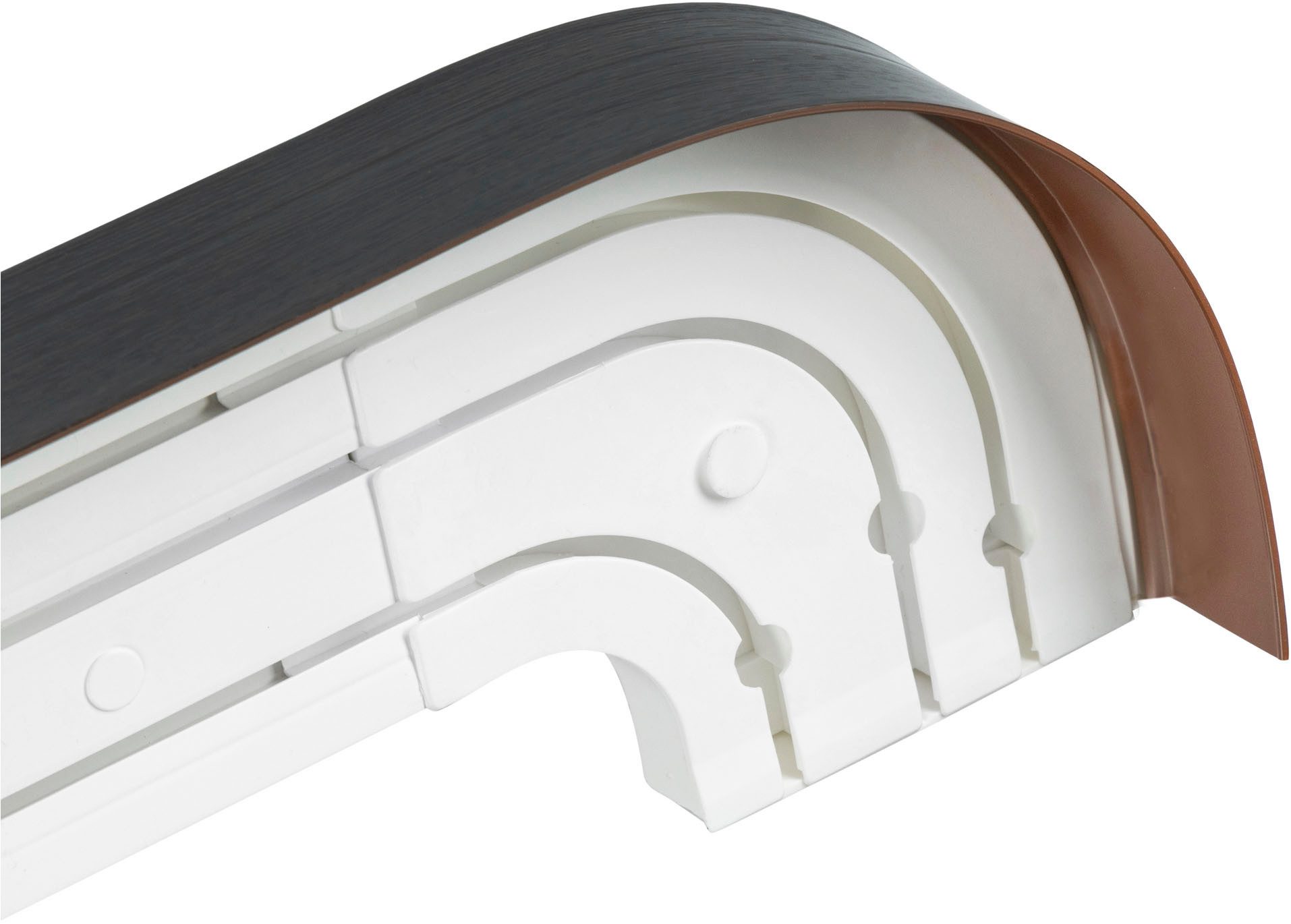 SN DECO GROUP Gordijnrail SH3 Set 3-lijn, incl. ronde bogen, afdekplaat 5 cm, voorgeboord, binnenloop (1 stuk)