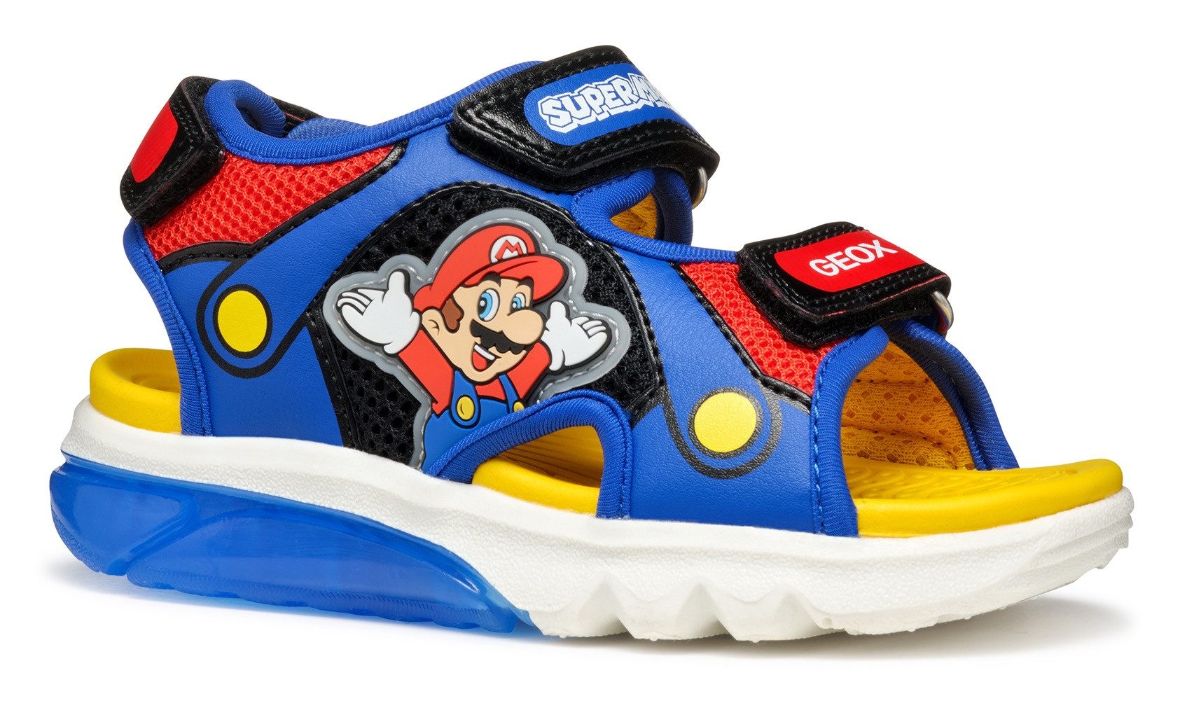 Geox Sandalen J SANDAL CIBERDRON B Blinkschuh , klittenbandschoen in kleurrijk ontwerp met super mario-motief en knipperfunctie jongens jongens maat