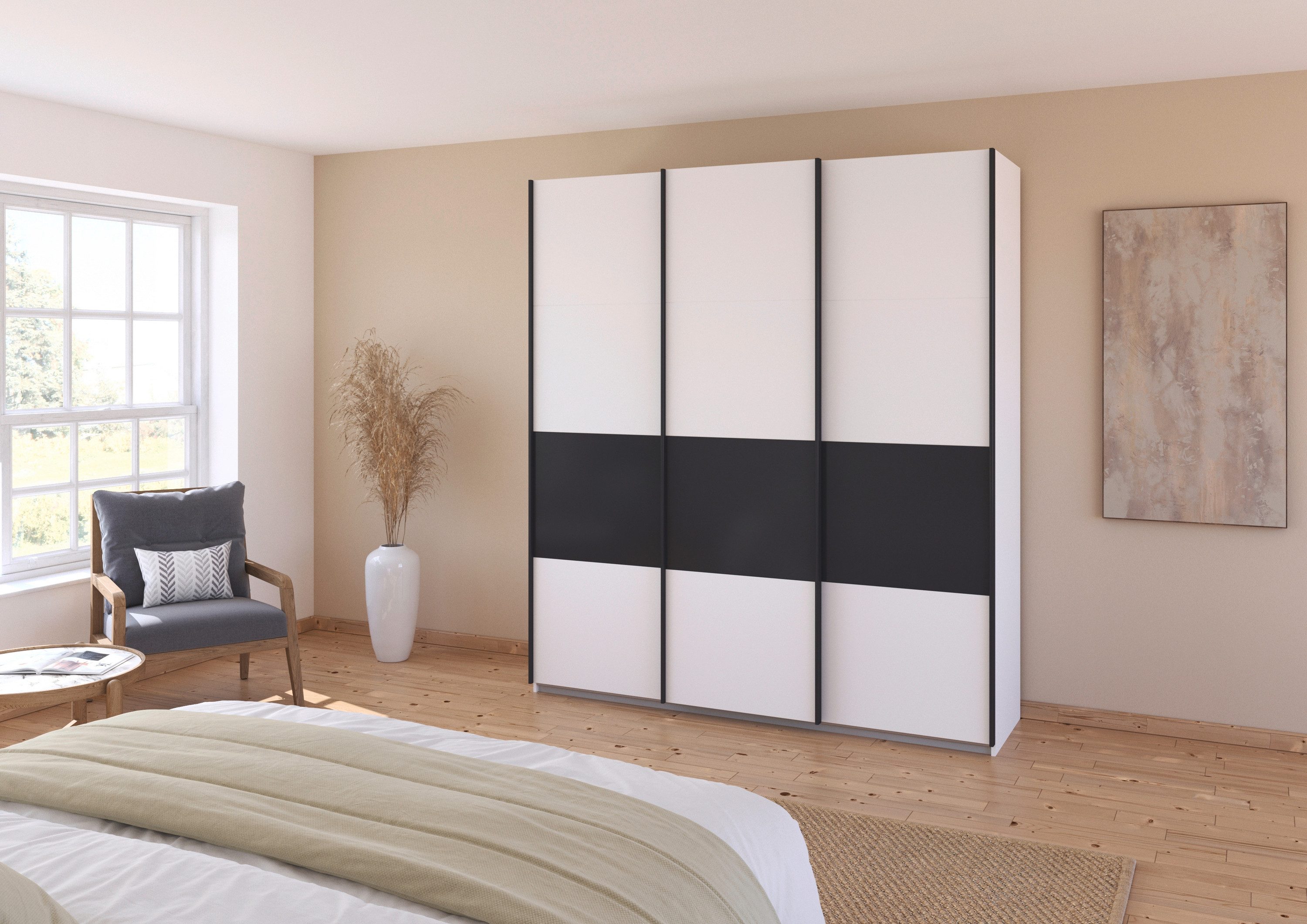 rauch Schuifdeurkast Kledingkast Kast Garderobe CORTONA inclusief indeling, 2 stoffen dozen en extra planken