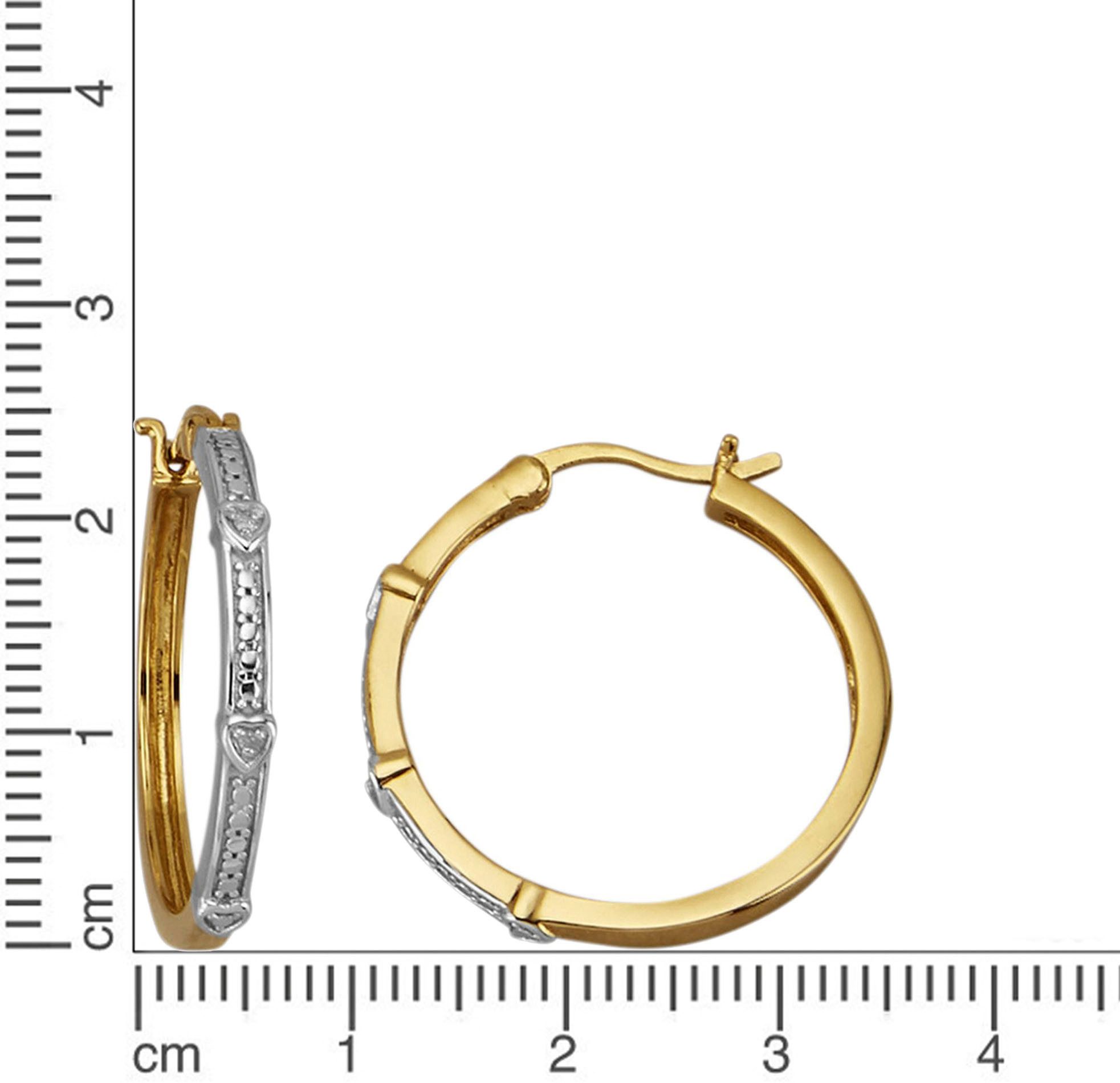 Firetti Paar creolen Sieraad Geschenk zilver 925 Oorsieraden Oorbellen Hartjes Bicolor