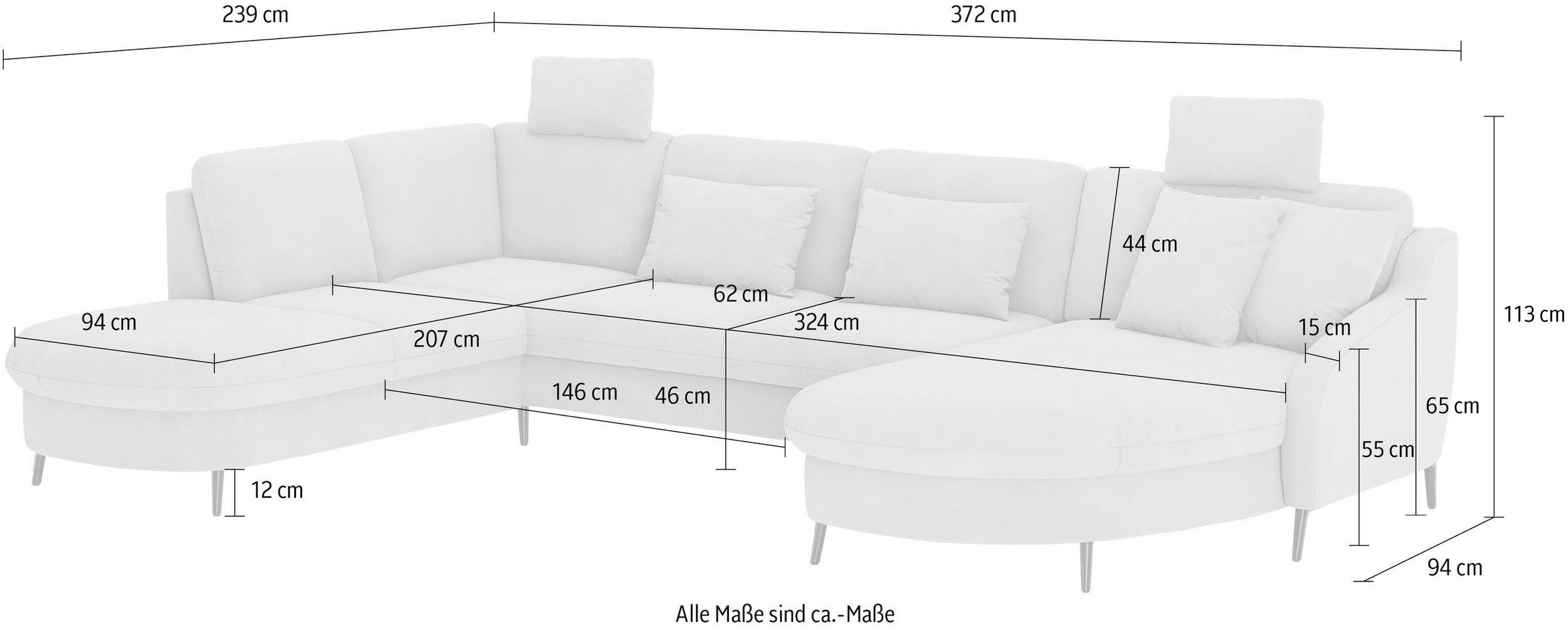 sit&more Zithoek Soul U-model optioneel met bed en bedlade