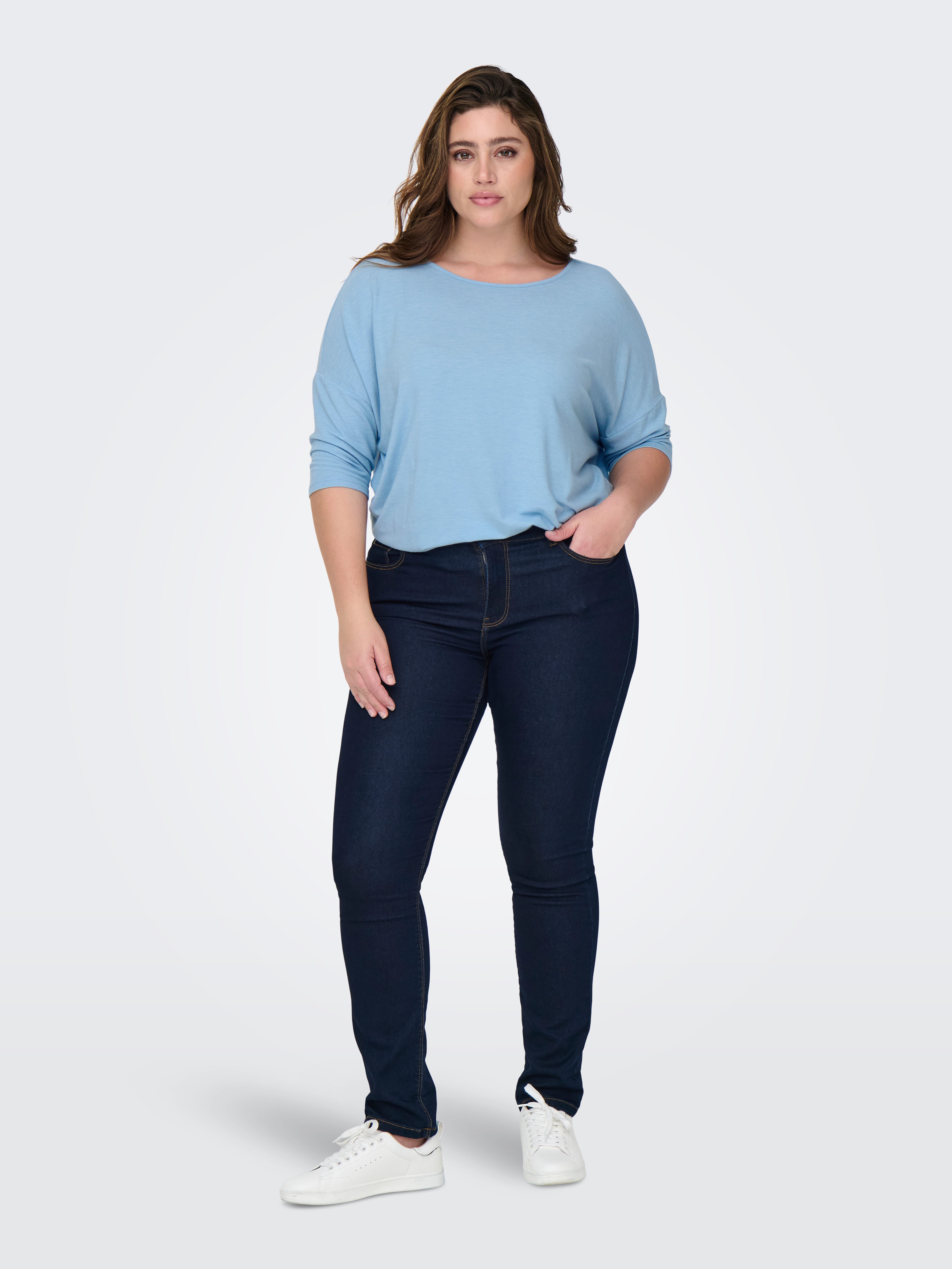ONLY CARMAKOMA Shirt met 3/4-mouwen CARLAMOUR 3/4 TOP JRS NOOS