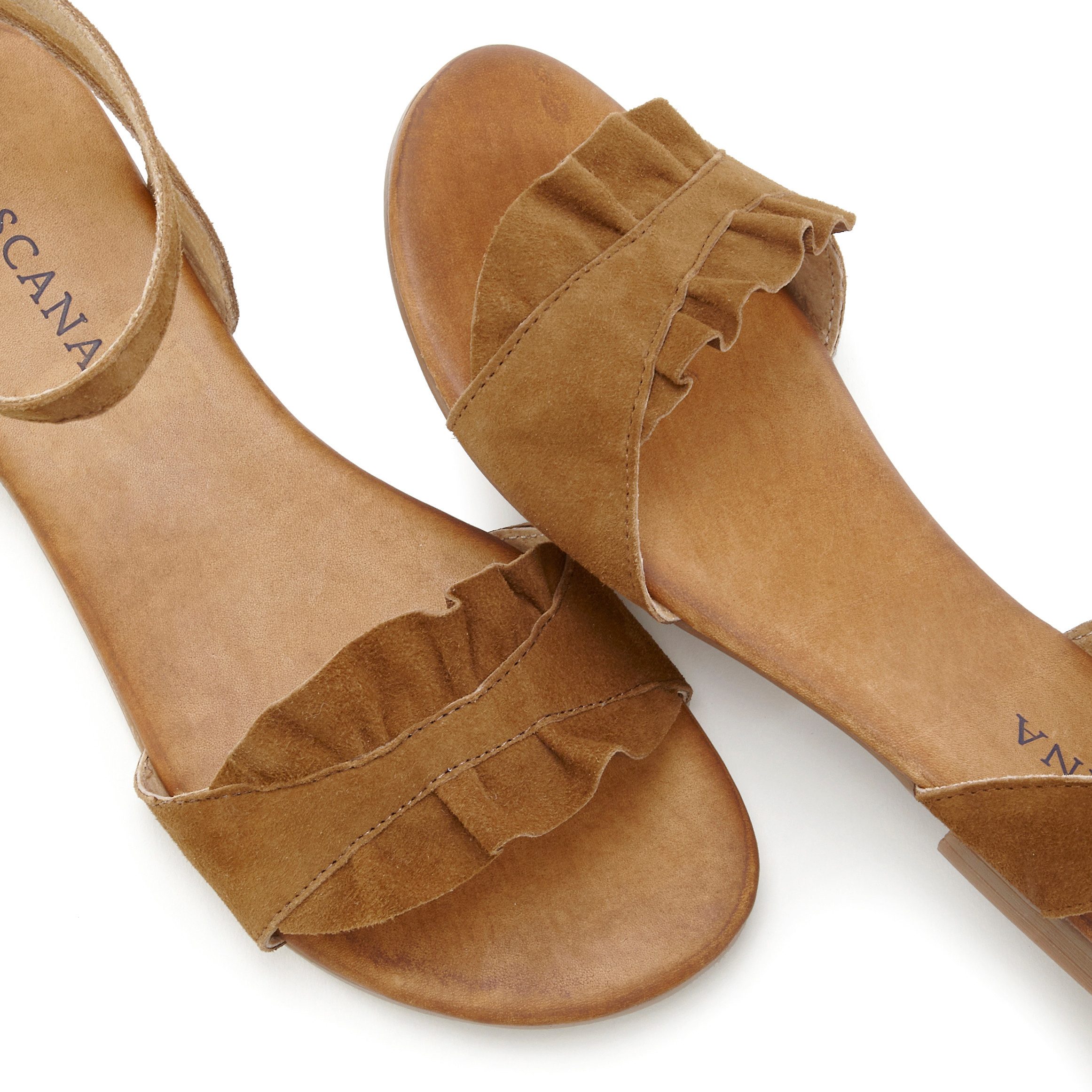 Lascana Sandalen Zomerschoen Sandalette, zomerschoen van hoogwaardig leer met kleine ruches