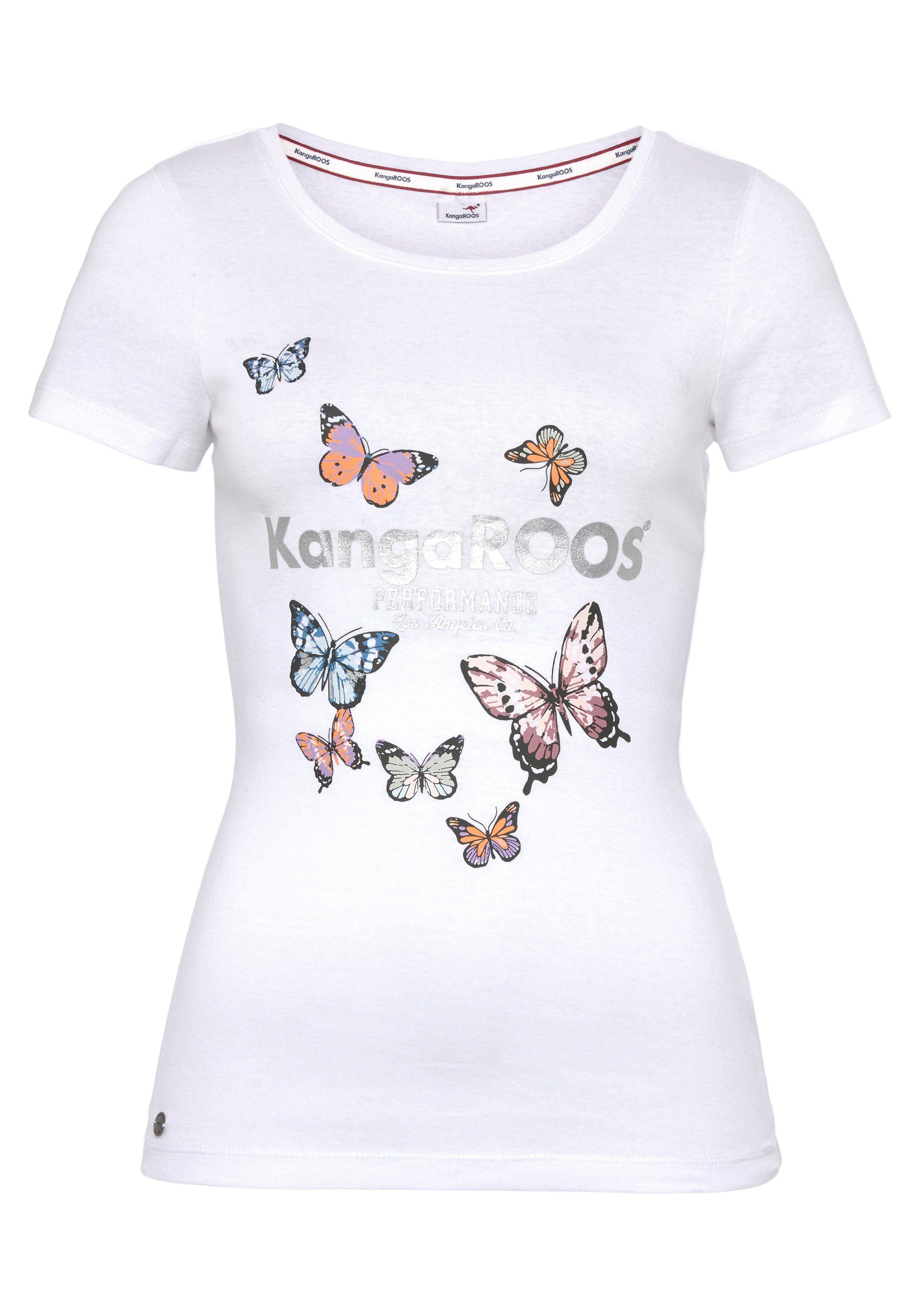 KangaROOS T-shirt Korte mouwen, lichaamsnauwkeurige pasvorm, van ribstof