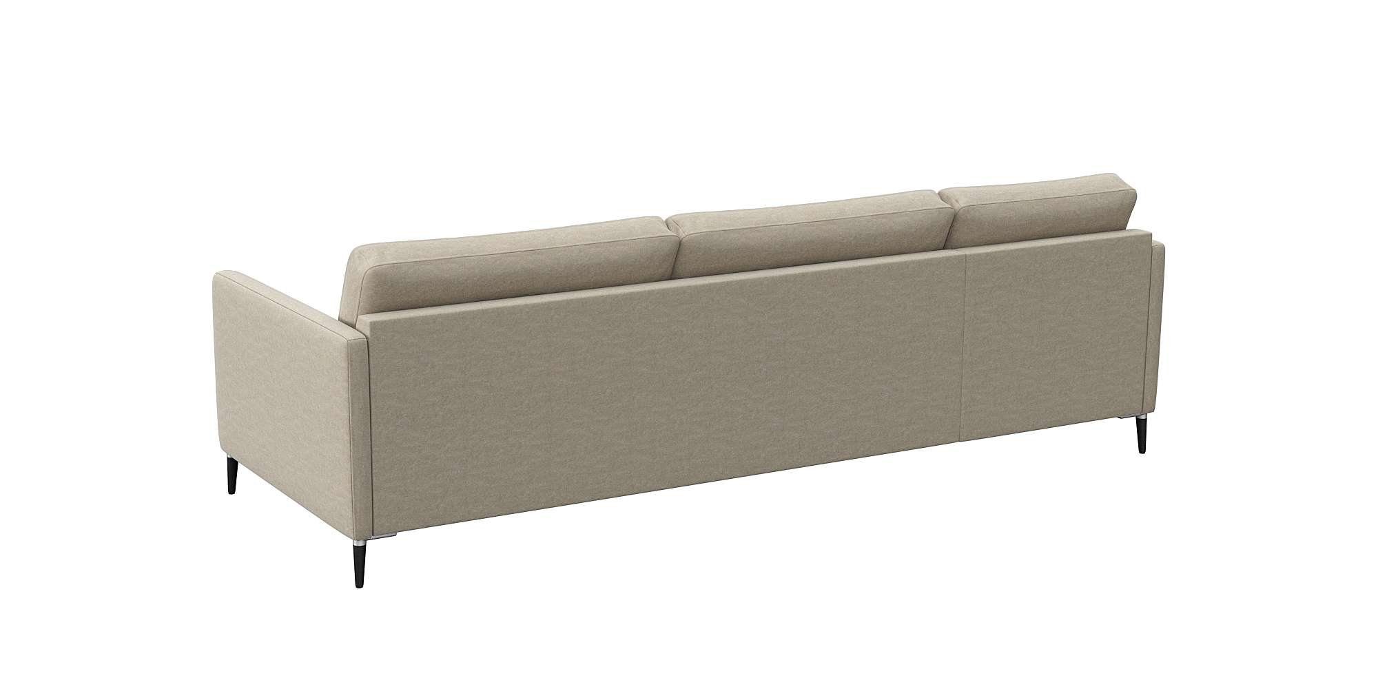 FLEXLUX Hoekbank Fiore, L-vorm smalle armleuningen, koudschuim, poten aluminium + zwart