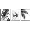 reinders! artprint natuur botanisch - tekst - modern - palm (3 stuks) zwart
