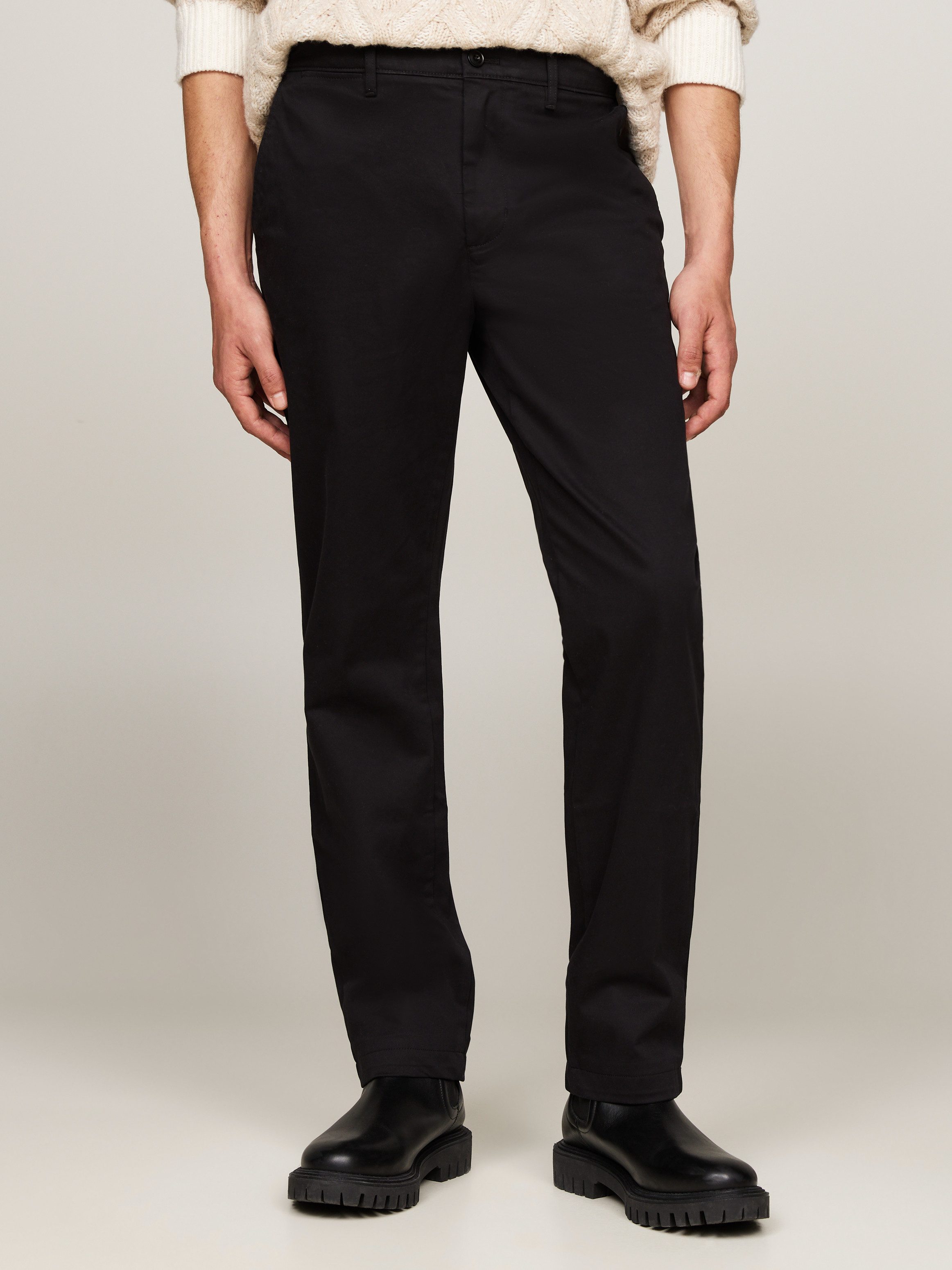 Tommy Hilfiger Chino DENTON CHINO SATIN met achterzakken met knoop logo-borduursel