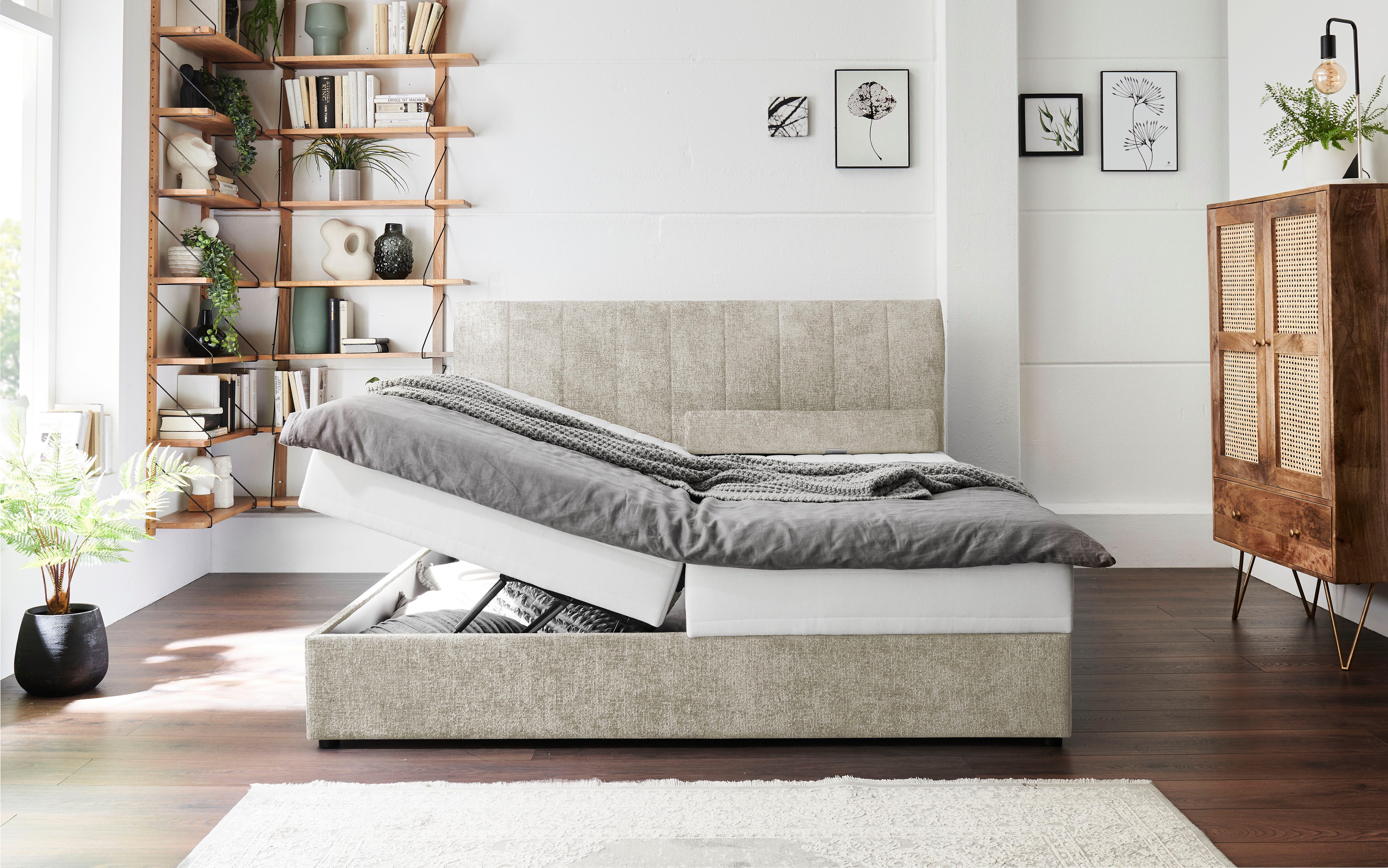 ATLANTIC home collection Boxspring ALISIA Met pocketvering, bedlade en kussenrol in originele bekleding