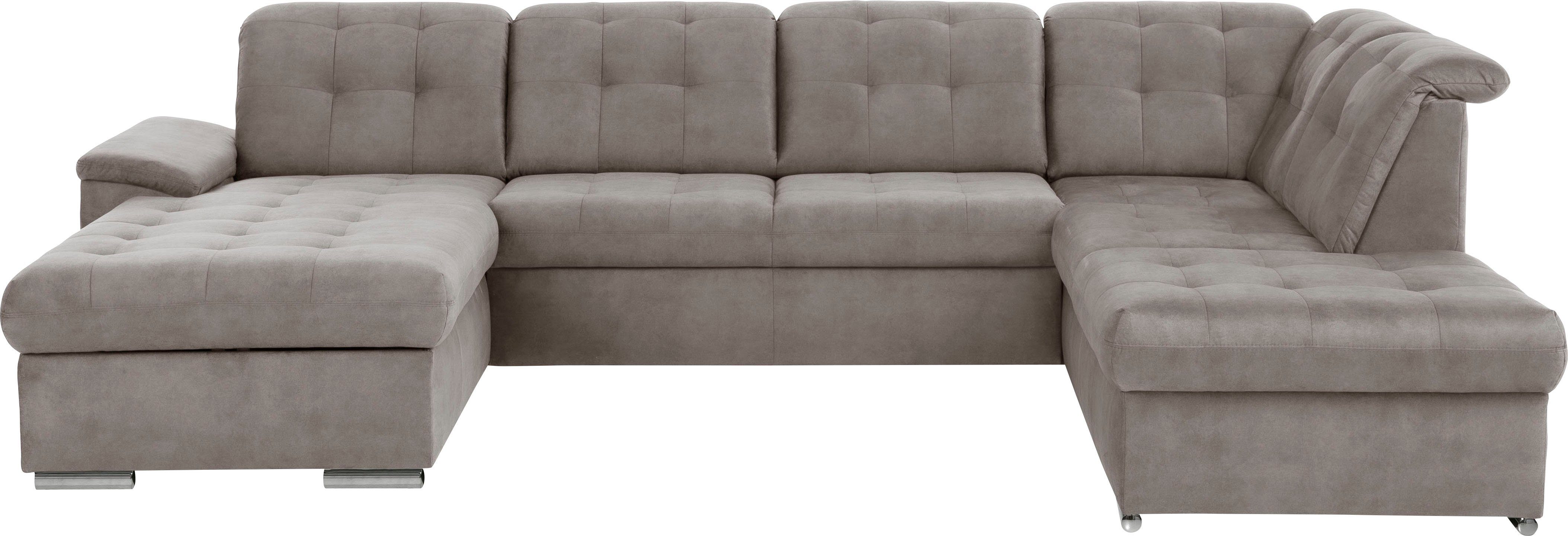 exxpo - sofa fashion Zithoek Durango, uitgebreide zit- en rugverwerking, comfortabel, U-vorm inclusief verstelbare hoofdsteun, naar keuze met slaapfunctie en bedkist (4-delig)