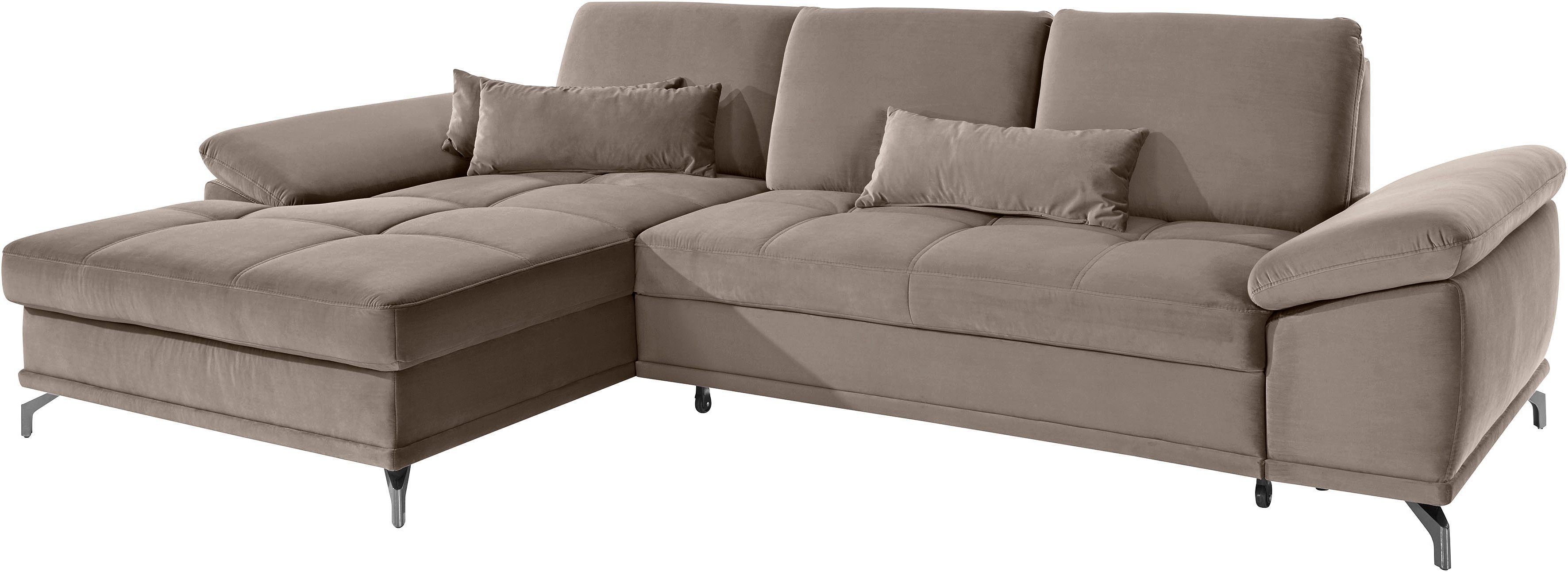 Places of Style Hoekbank Costello L-vorm, met zitdiepteverstelling, armleuningverstelling en