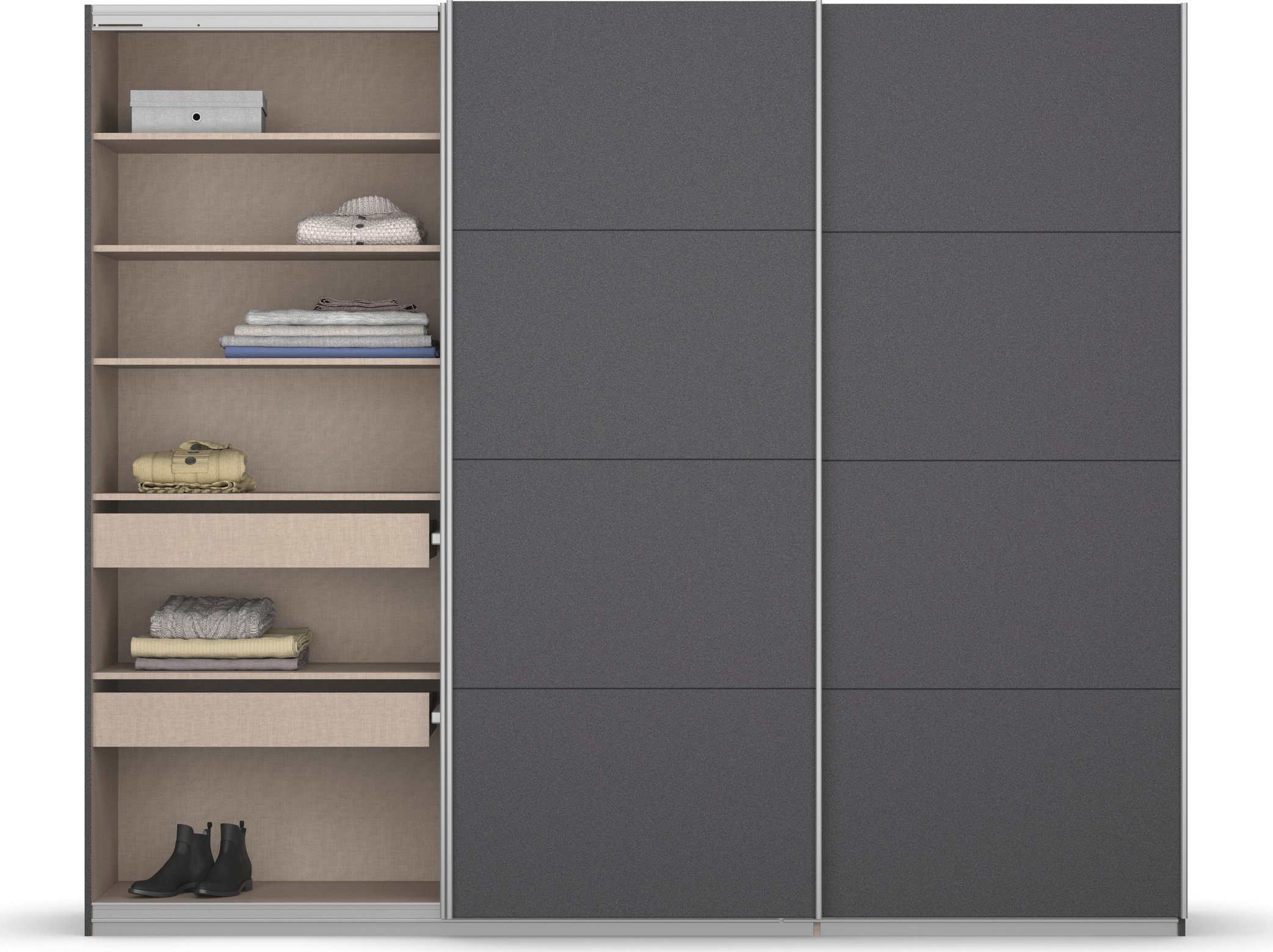 rauch Zweefdeurkast Kledingkast kast garderobe KOLUNA met decor-front inclusief 2 binnenladen en extra legplanken made in germany