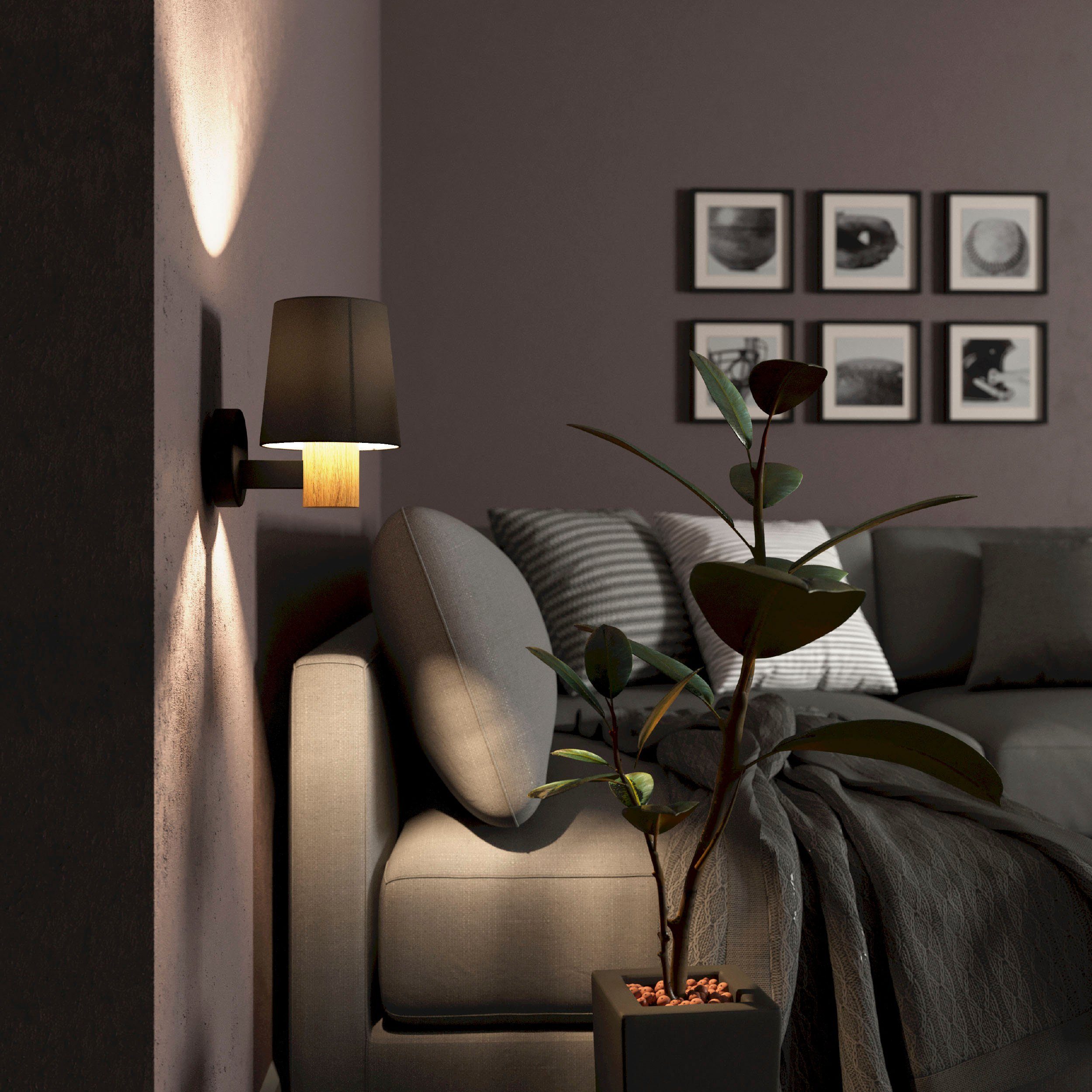 EGLO Plafondlamp EDALE Plafondlamp in zwart en bruin van staal, hout - excl. E27 - 40W (1 stuk)