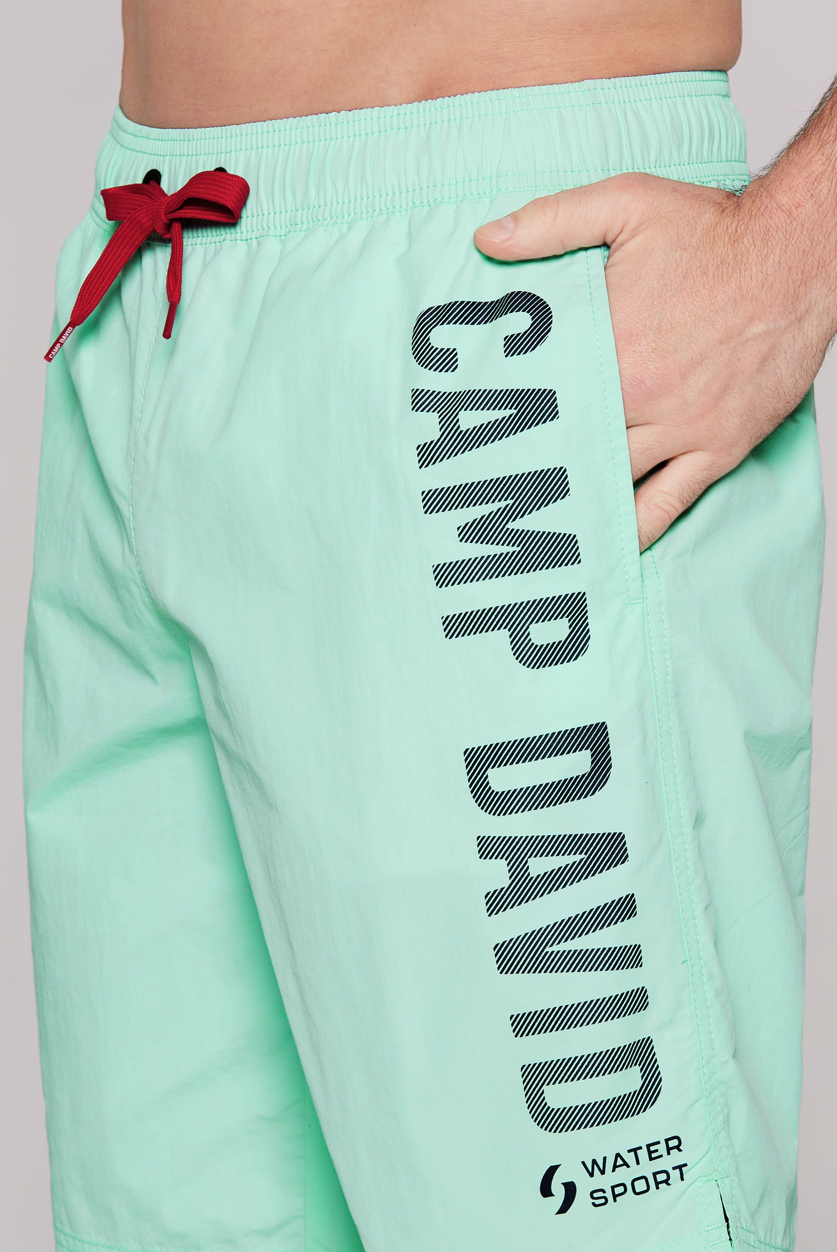 CAMP DAVID Zwemshort met logo-opschrift