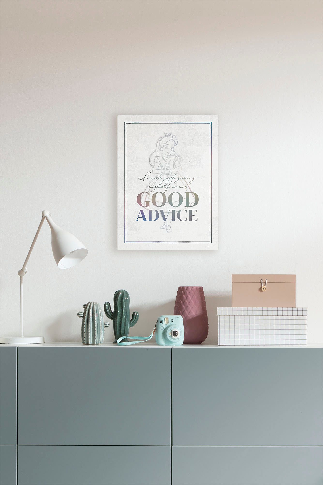 Komar Artprint op linnen Alice Zegt Gewoon - Afmeting 30 x 40 cm Canvasdoek met echt houten frame, kinderkamer (1 stuk)