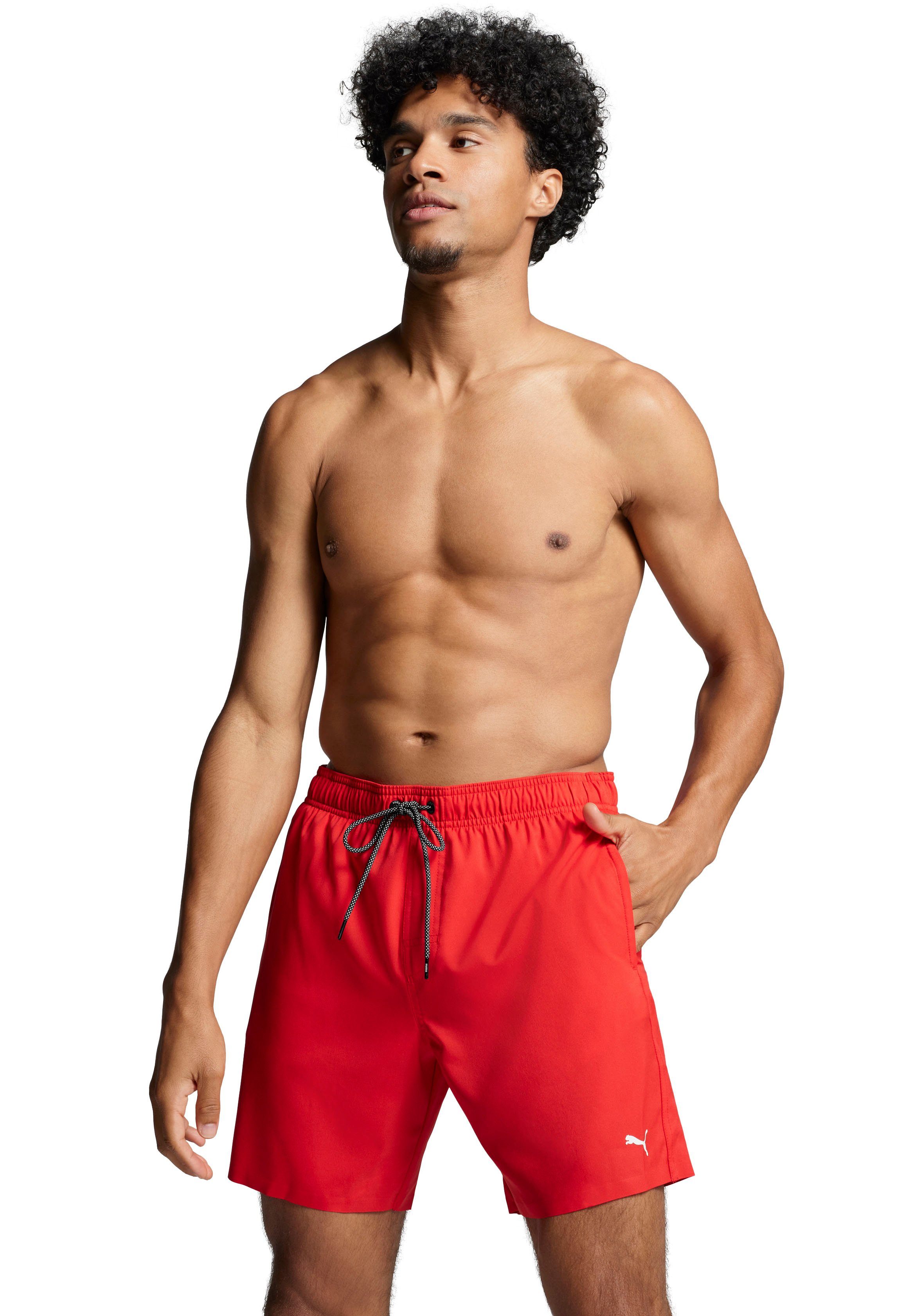 PUMA Zwemshort PUMA SWIM MEN MEDIUM LENGTH SWIM SHORTS met high-tech gelamineerde rits aan de achterzak heren zwembroeken maat M rood