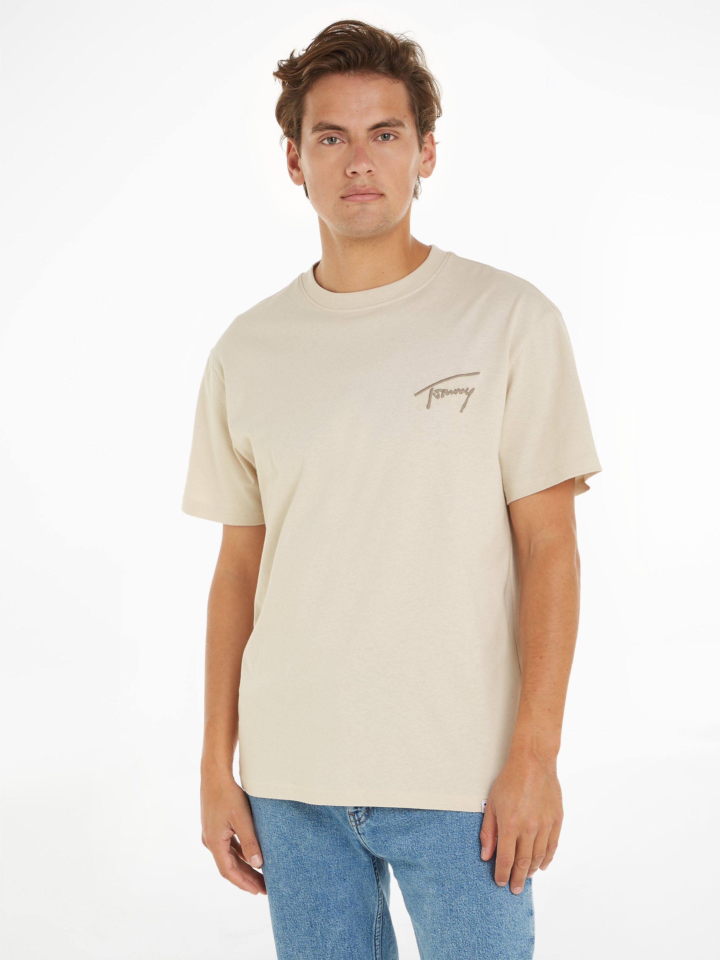 TOMMY JEANS T-shirt TJM REG SIGNATURE TEE EXT met geborduurd handtekening-logo