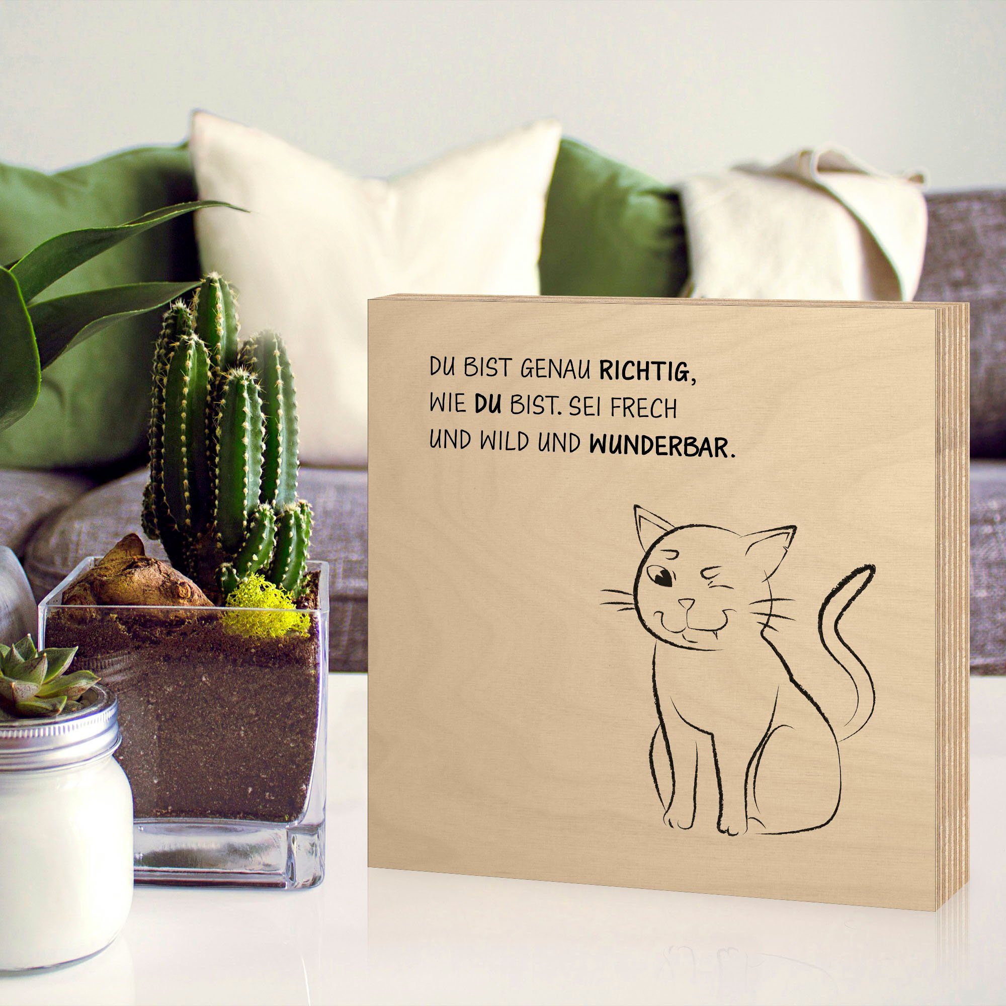 Artland Artprint op hout Kat