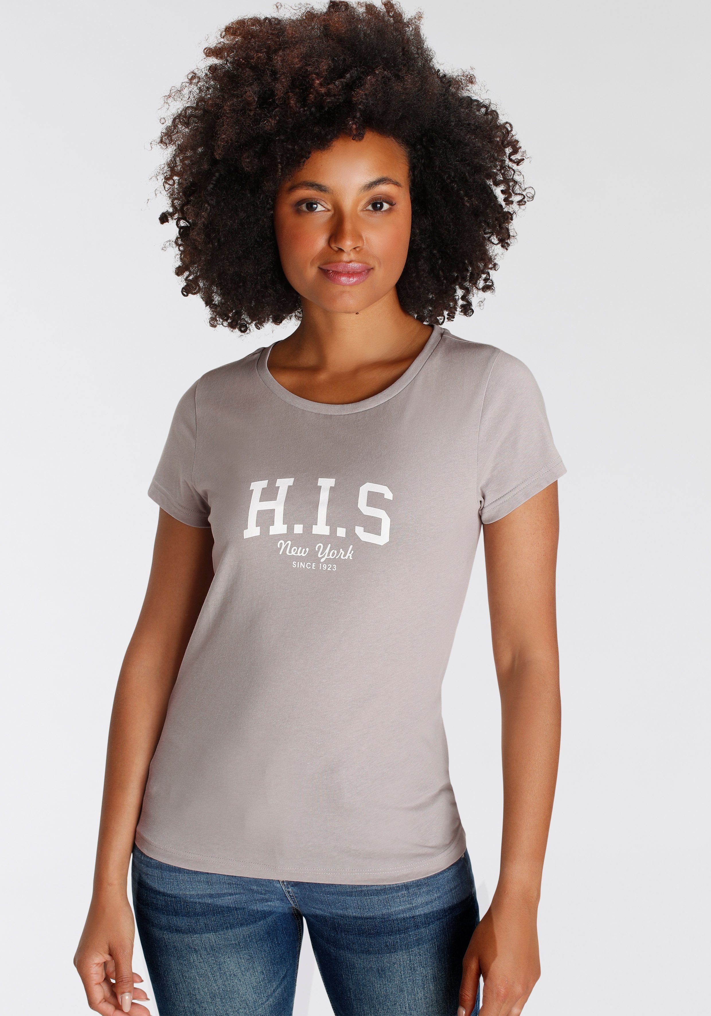 H.I.S T-shirt bedrukt, voor vrije tijd, van katoen