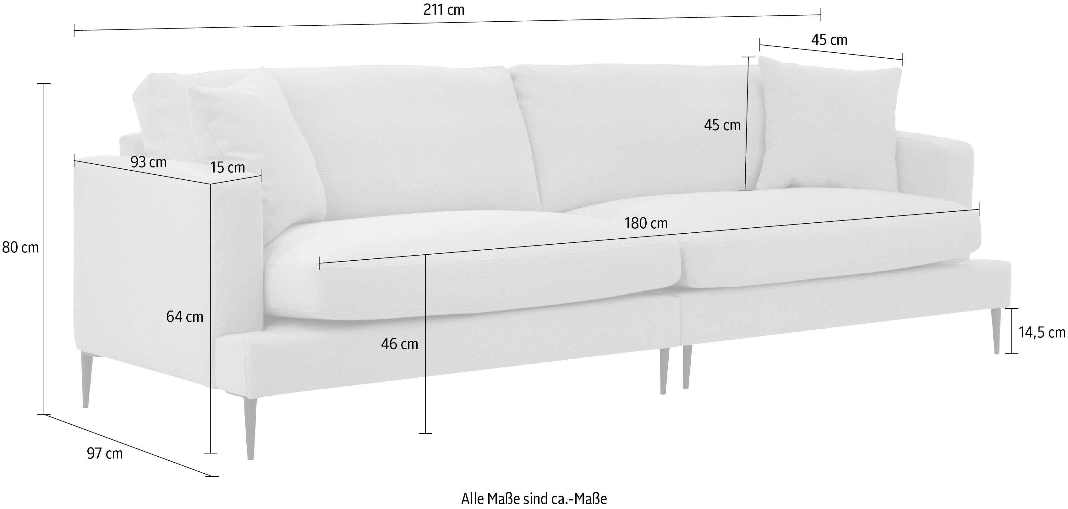 Leonique 3-zitsbank Cozy elegante designbank, afmetingen B/D/H: 211/97/80 cm