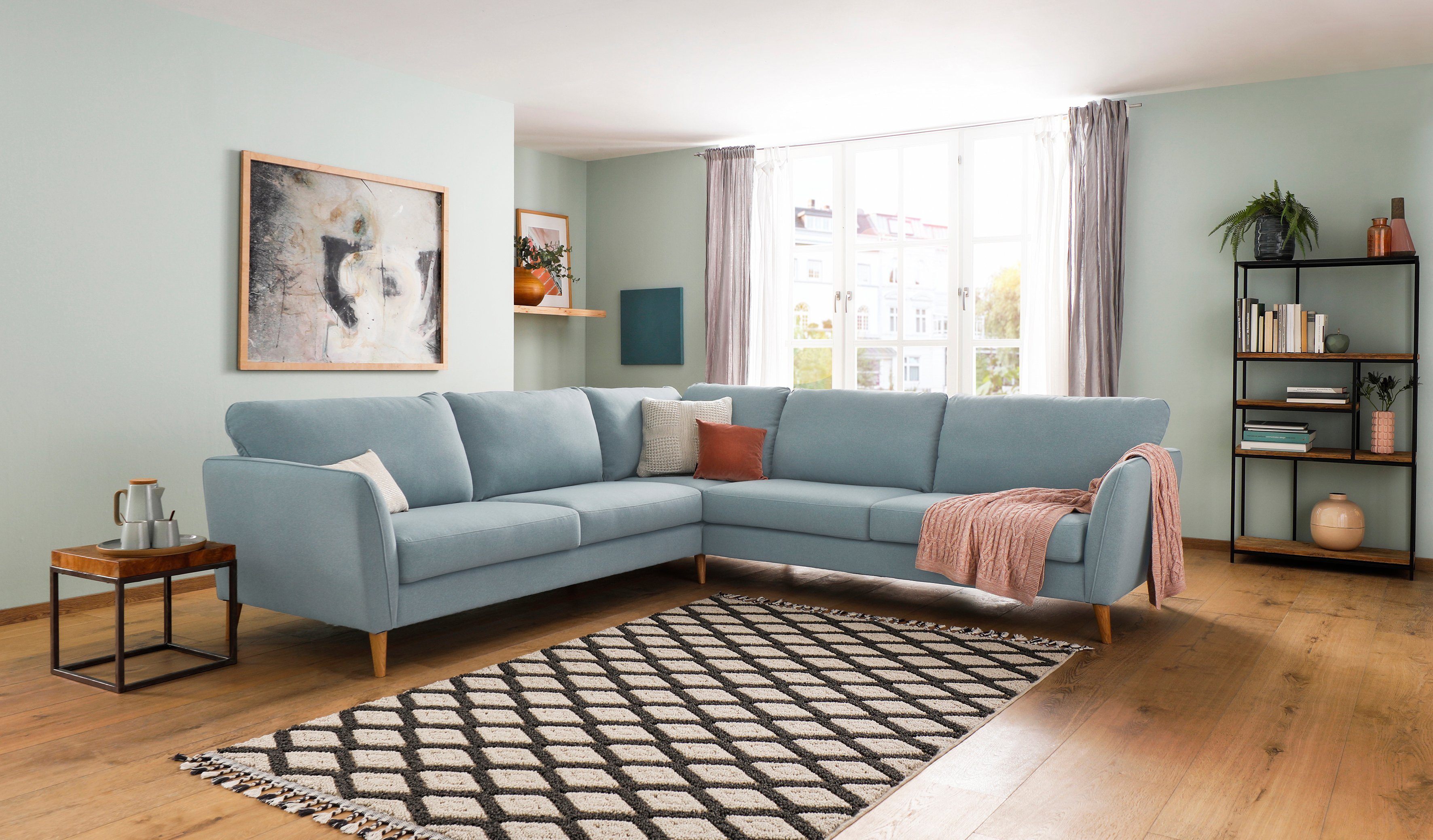 Home affaire Hoekbank MARSEILLE 278/278 cm, L-vorm, geweven stof, vlakke weefsel, viltlook
