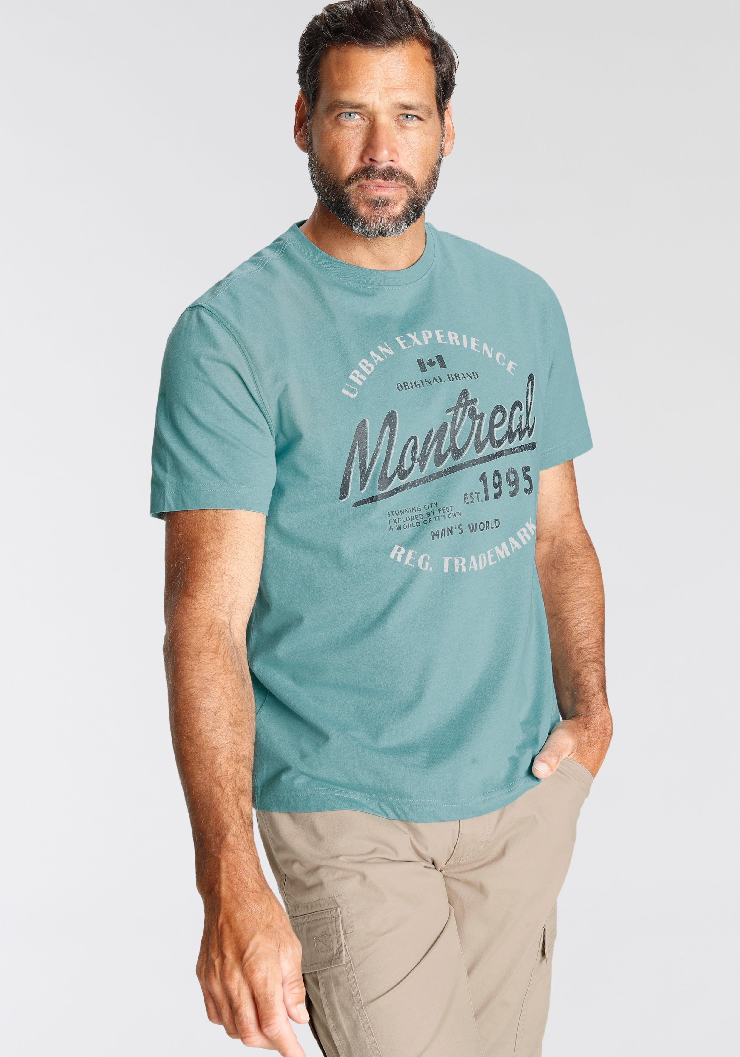 Man's World T-shirt Korte mouwen, casual pasvorm, van katoenmix, onderhoudsvriendelijk