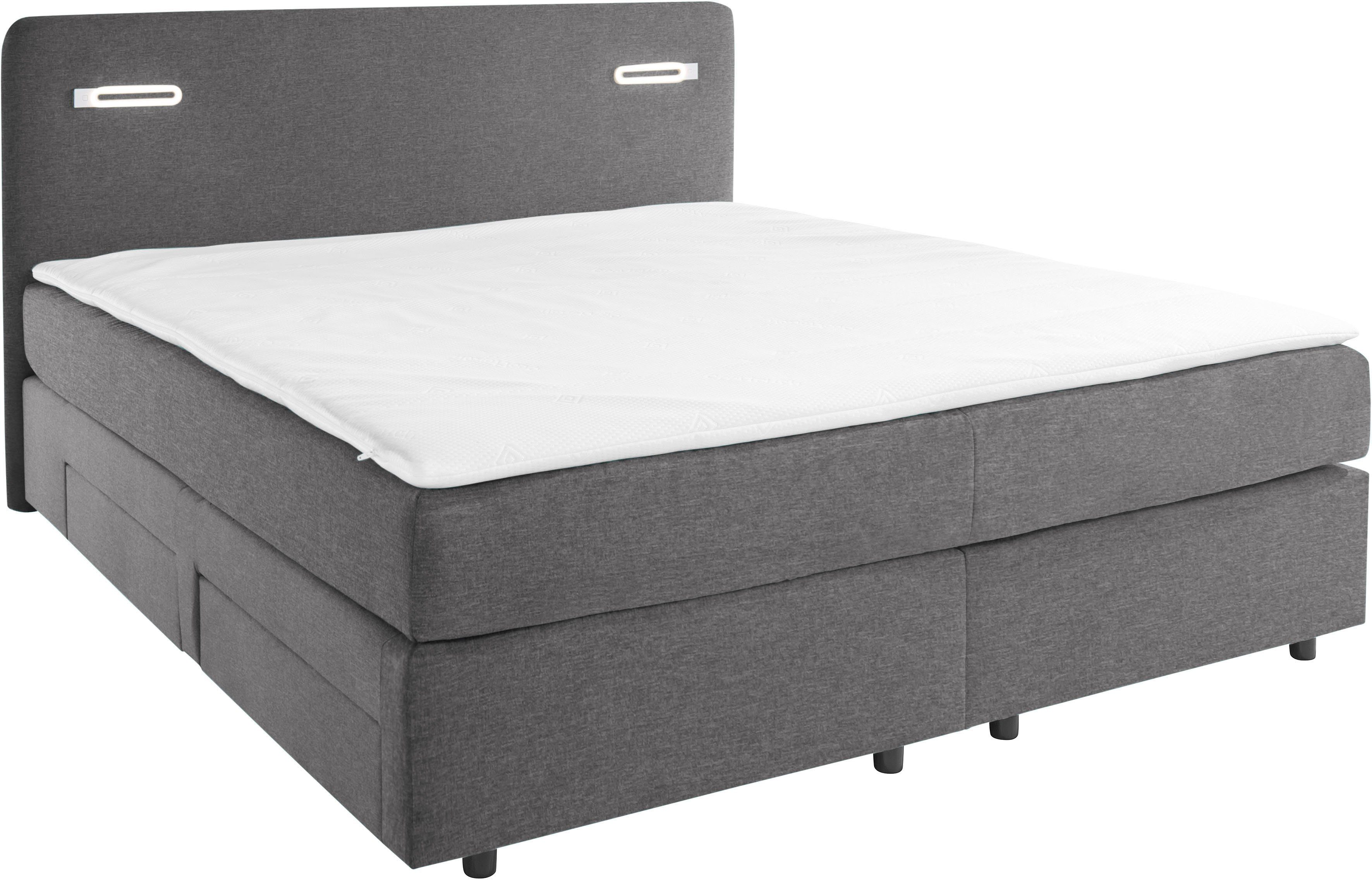 INOSIGN Boxspring Luan Laden, ledverlichting en topmatras, in breedte 120 cm en 180 cm
