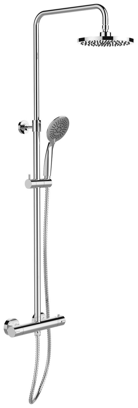 WENKO Douchesysteem Young Eco met thermostaatarmatuur, incl. 2 waterbesparende regelaars douchekoppen zilver(kleur)