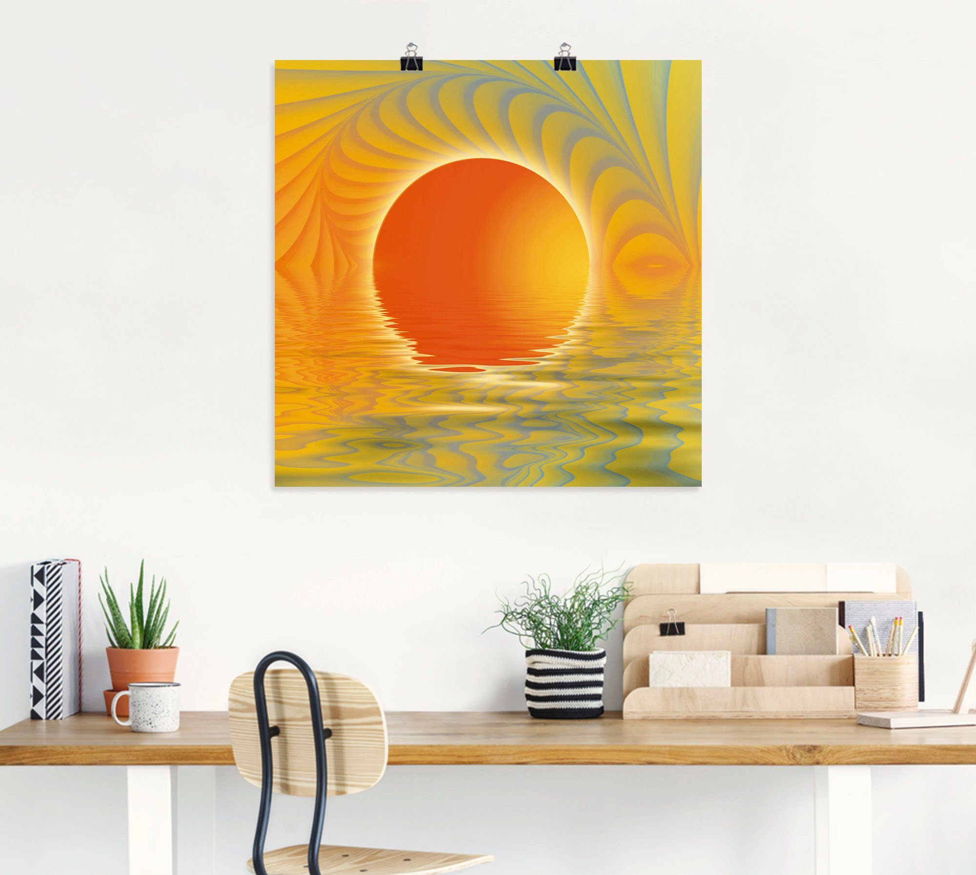 Artland Artprint Abstracte zonsondergang als artprint op linnen, poster in verschillende formaten maten