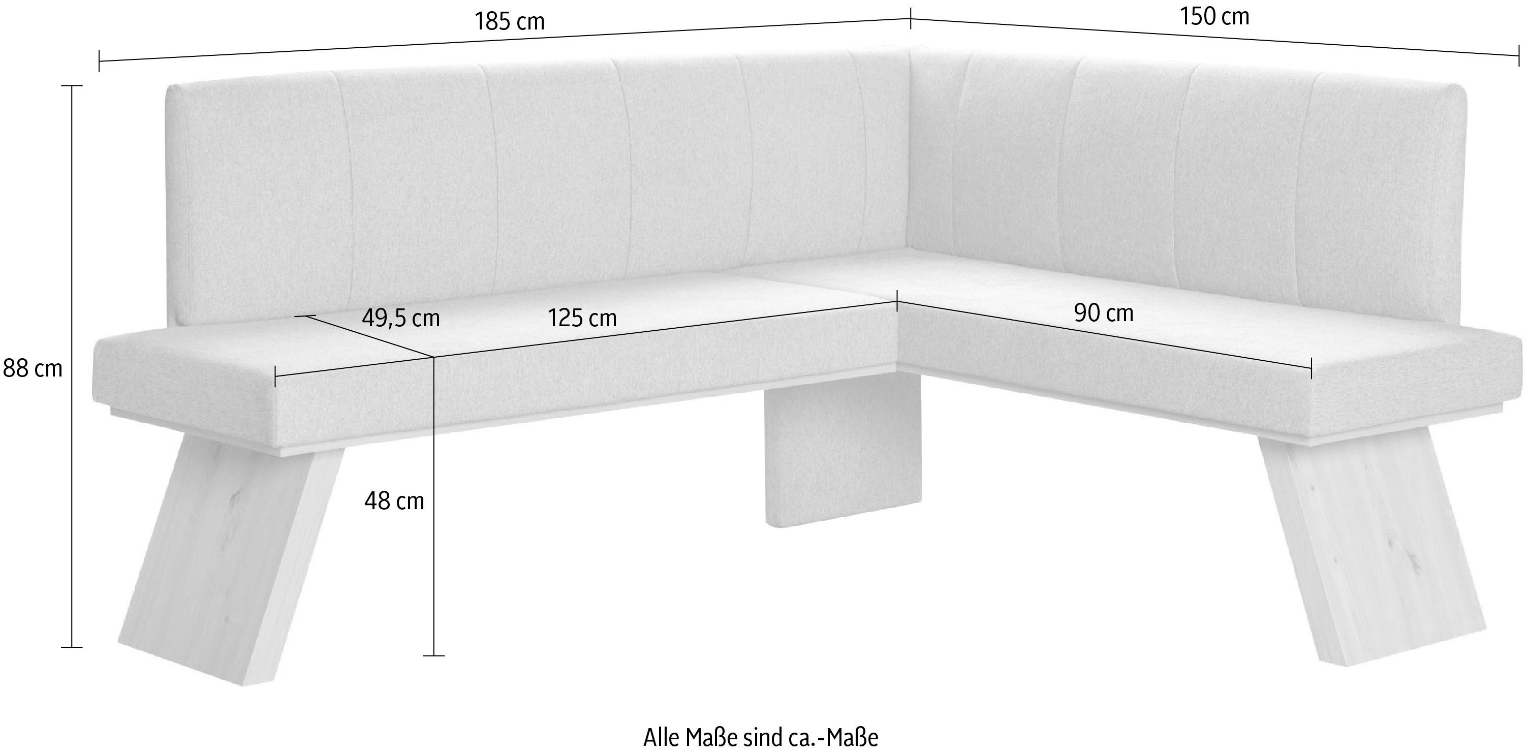 Home affaire Hoekbank Nina keukenbank, gestoffeerde bank, eettafelbank, breedte 185x 150 cm