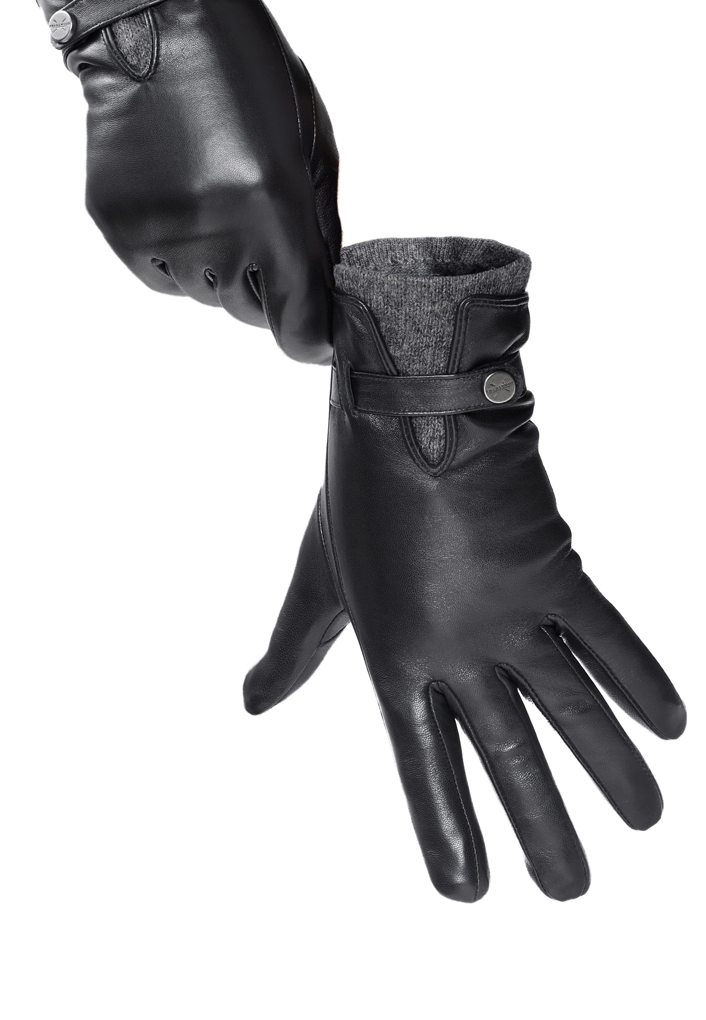PEARLWOOD Leren handschoenen ALICIA Originele PEARLWOOD drukknoop (1 paar)