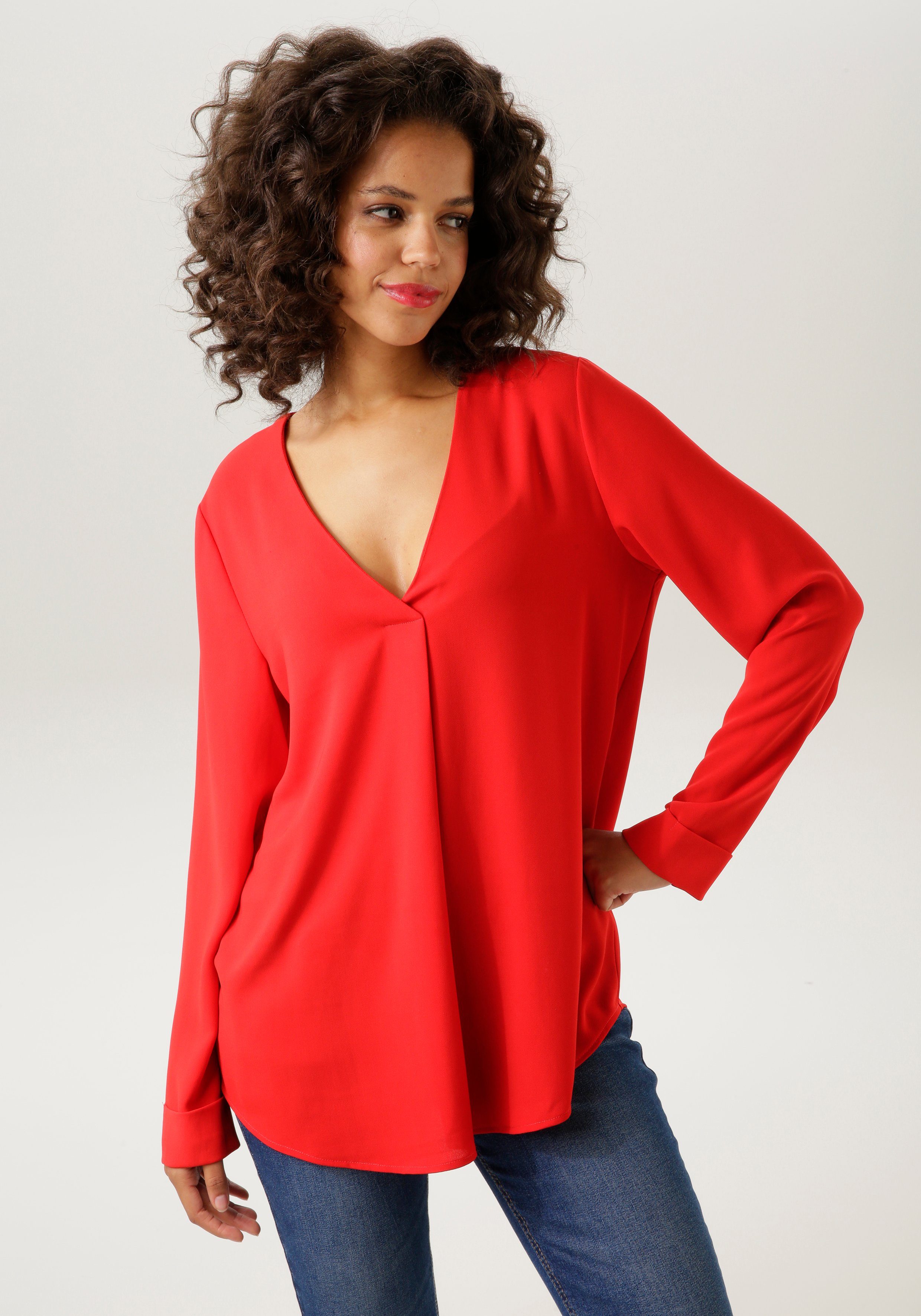 Aniston CASUAL Blouse zonder sluiting met iets diepere v-halslijn