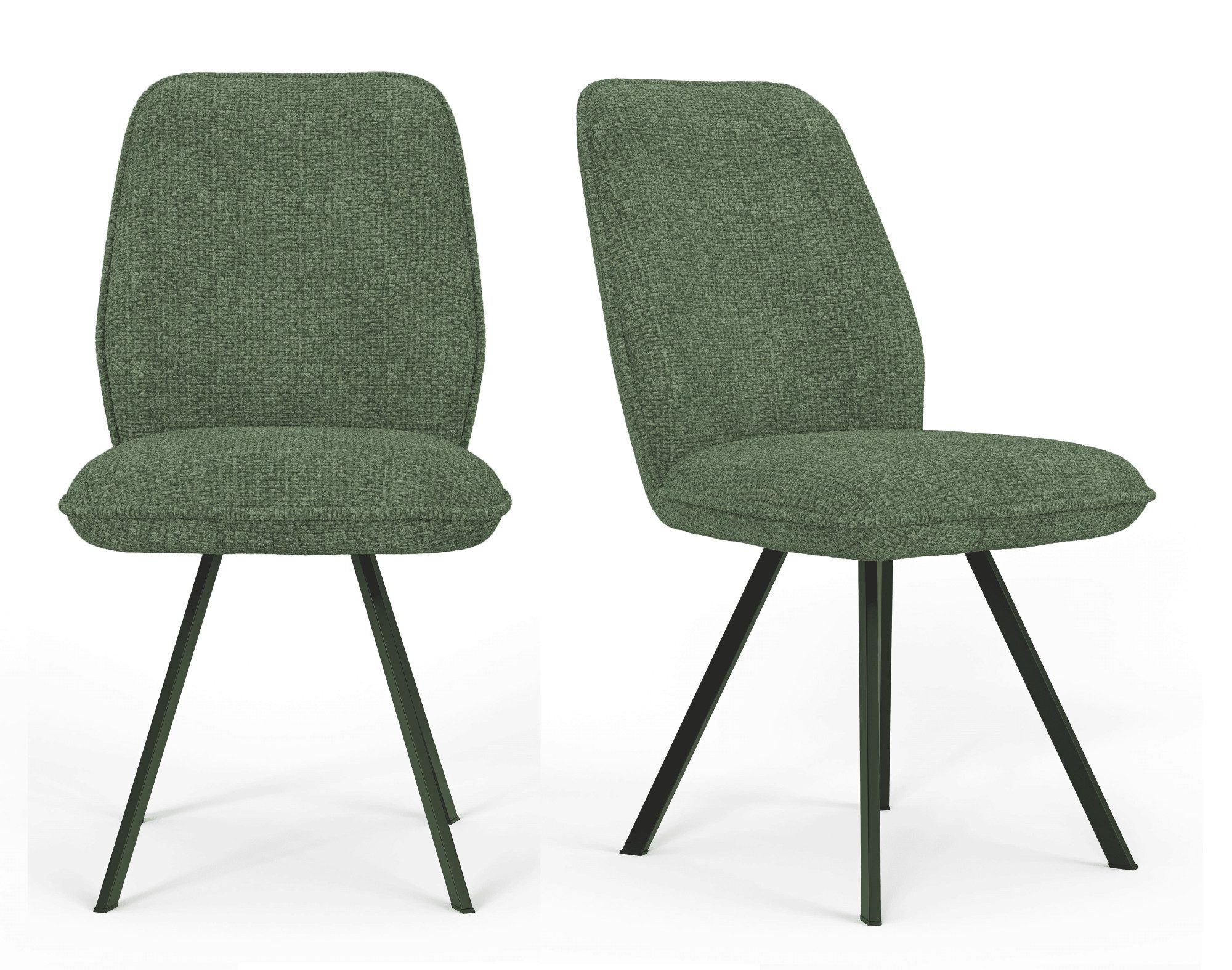 Home affaire Eetkamerstoel Mily eetstoel, woonstoel, gestoffeerde stoel, 4-pootstoel (set, 2 stuks) 4 poot stoelen groen