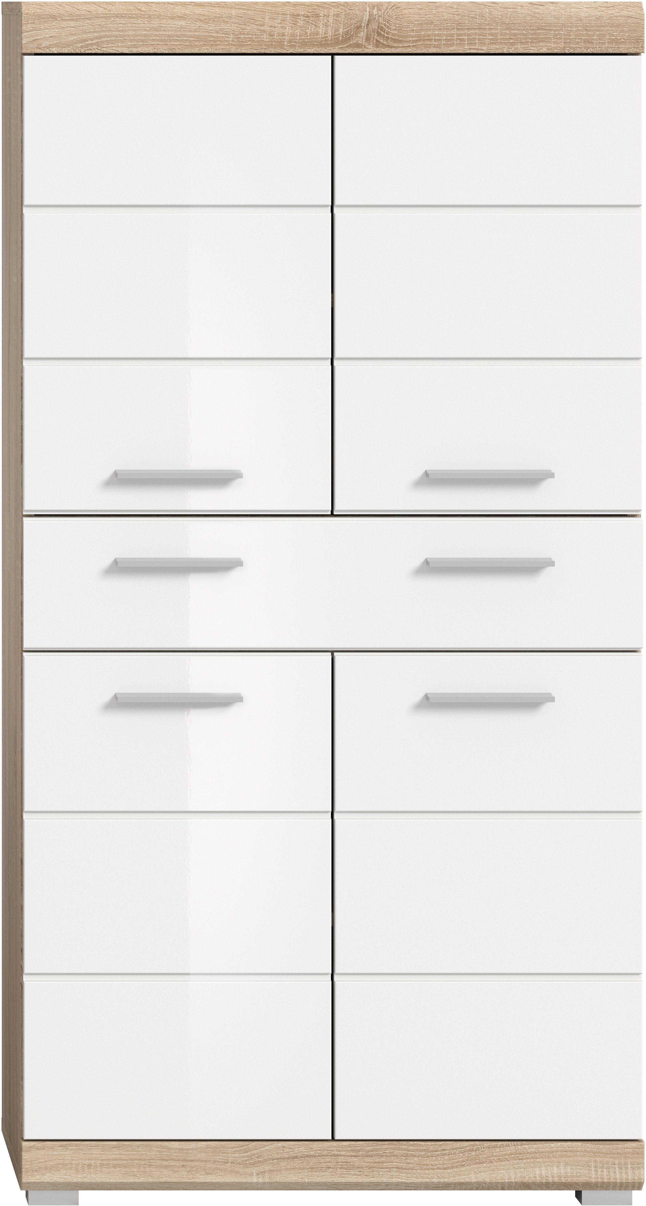 INOSIGN Halfhoge kast Siena, breedte 74 cm, 4 deuren, 1 lade, 4 vakken, MDF-front in verschillende kleuren verkrijgbaar, badkamermeubels, badkamerkast, kast, badkamer