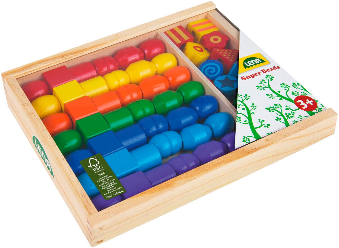 Lena® Knutselset Super beads houten rijgkralen FSC®- beschermt bos - wereldwijd