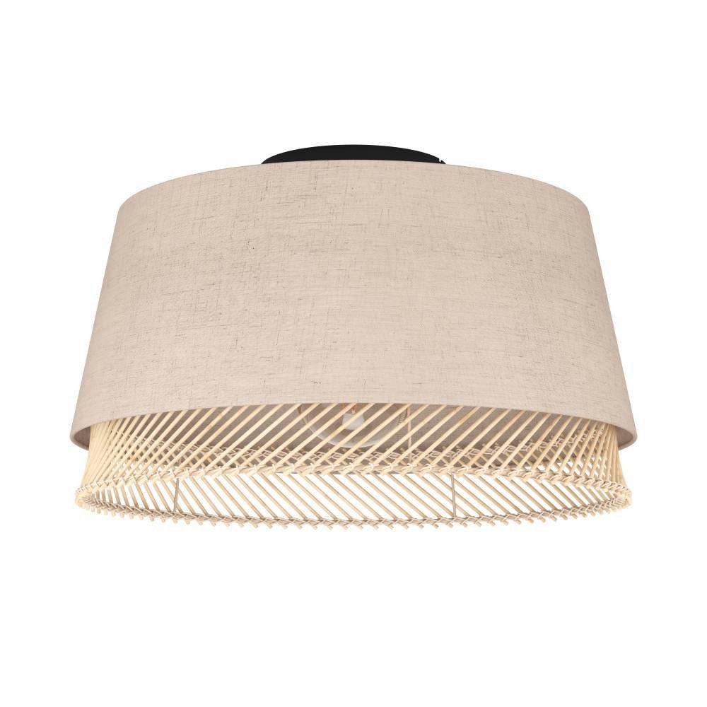 EGLO Plafondlamp TABLEY Plafondlamp, woonkamerlamp, linnen en bamboe, opbouwlamp, Ø 38 cm (1 stuk)