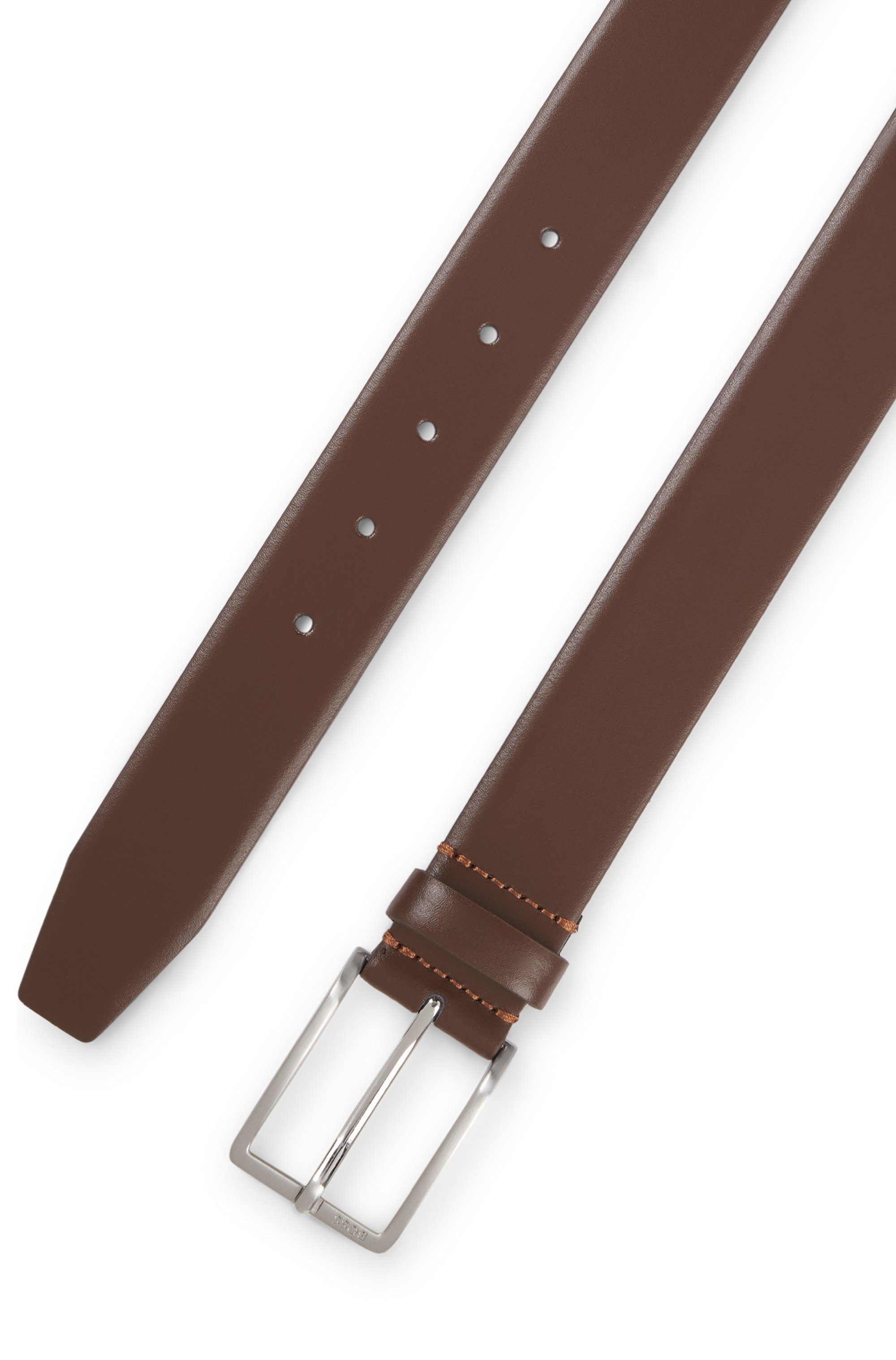 Boss Leren riem Erman-L_Sz35 met subtiele boss-reliëf op de sluiting