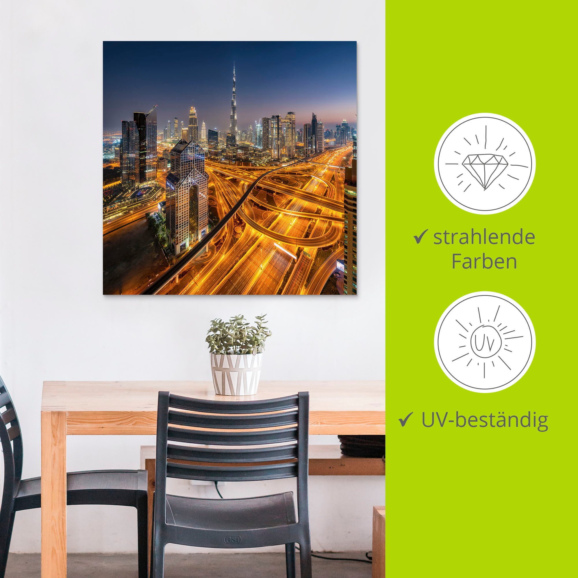 Artland Artprint Skyline Dubai als artprint van aluminium, artprint voor buiten, muursticker in diverse maten